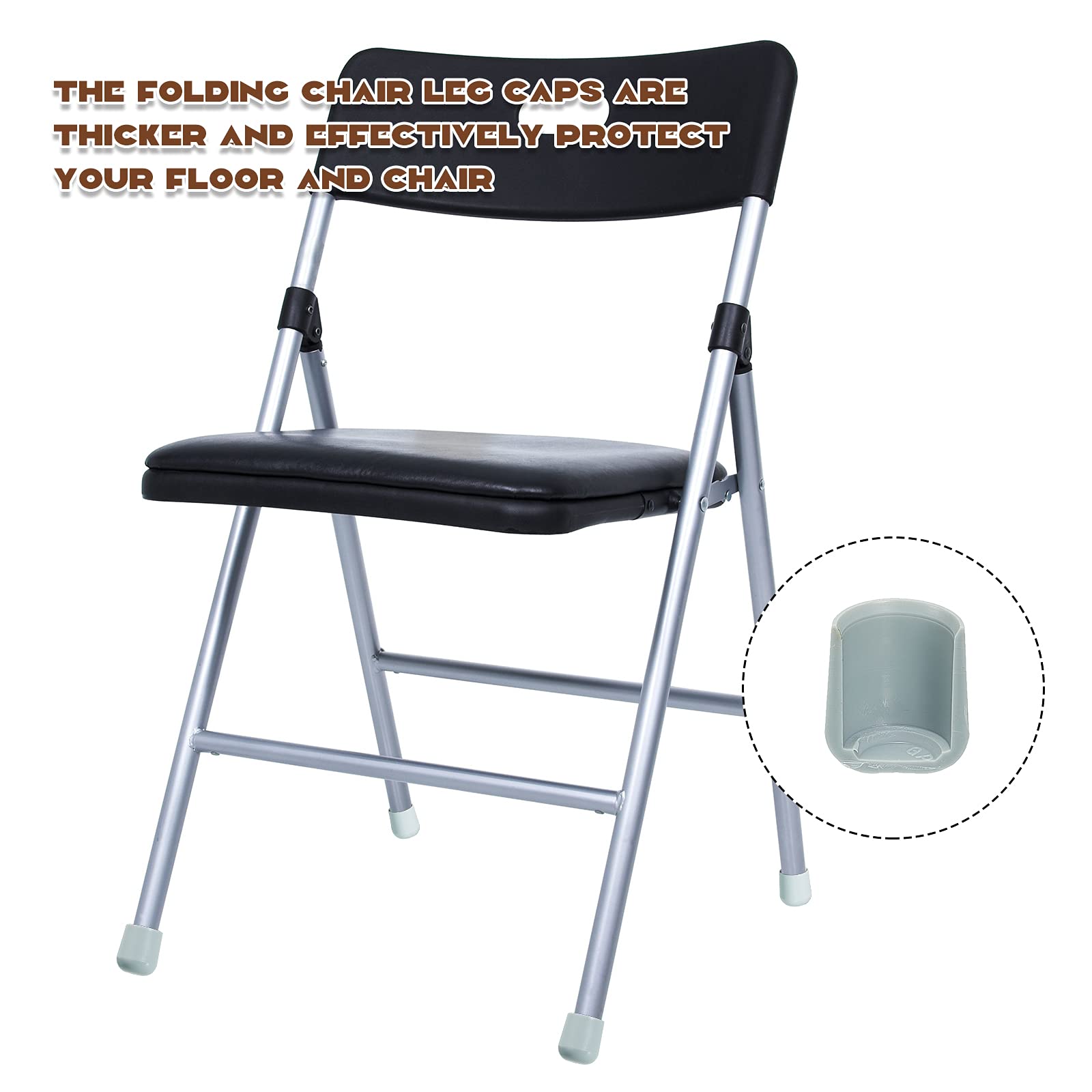 20 Pcs 7/8 Inch Heavy Duty Plastic Folding Chair Leg Caps - Floor Protectors for Metal & Wooden Chairs, Furniture Leg Tips (Grey) - Prevent Scratches & Noise on Hardwood Floors & Tile