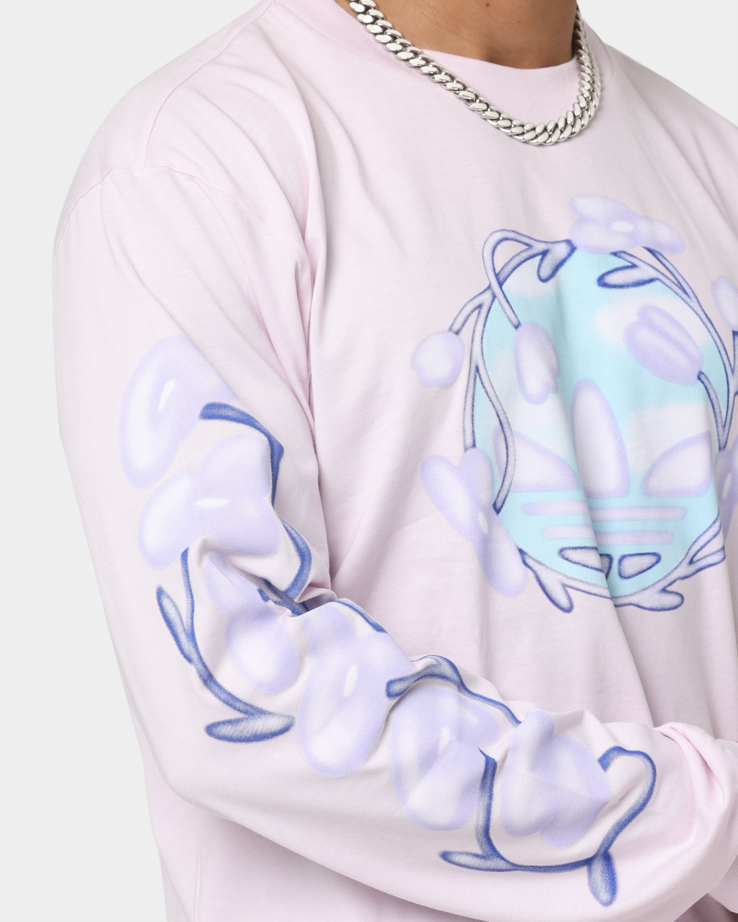 Adidas Trefoil Floral Long Sleeve T-Shirt for Women - Almost Pink & Multi-Colored Design - Casual Wear, Street Style & Spring Outfits