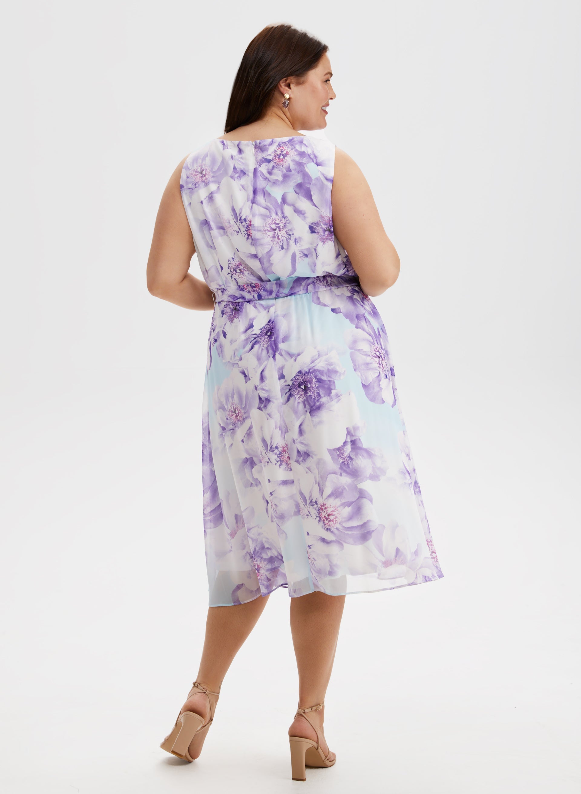 Floral Print Belted Dress for Women - Elegant Summer Midi Dress with Adjustable Waist Belt, Perfect for Weddings, Parties & Office Wear