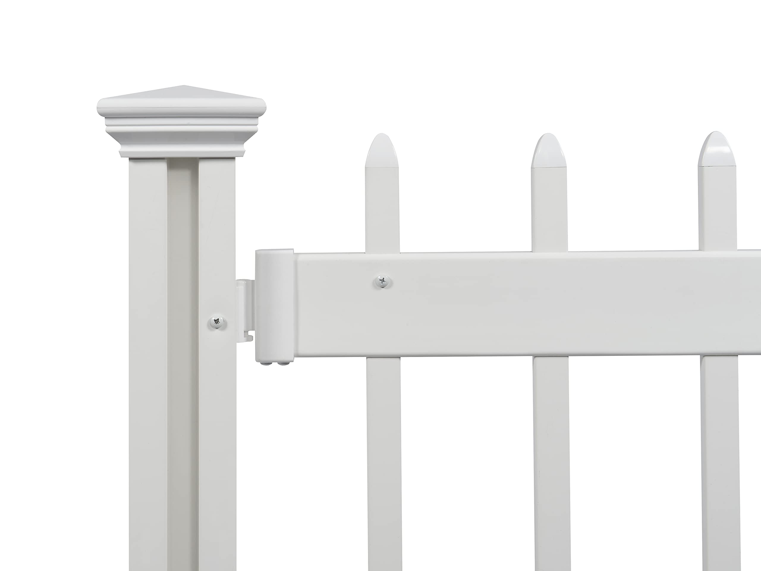 65.5in H x 38in W Freestanding Zippity Kensington White Vinyl Picket Fence Kit (1 Panel + 1 Post) - Portable Indoor & Outdoor Temporary Fencing for Backyard, Events, Gardens, and Pet Areas - Easy Installation - Model ZP19069