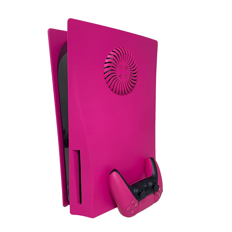 PS5 Replacement Side Plate Cover Case - Cooling Version with Turbo Vents for Playstation 5 Disc Edition | Shockproof ABS Faceplate with Anti-Scratch Protection in Nova Pink | Perfect for Gaming Setups & Console Protection