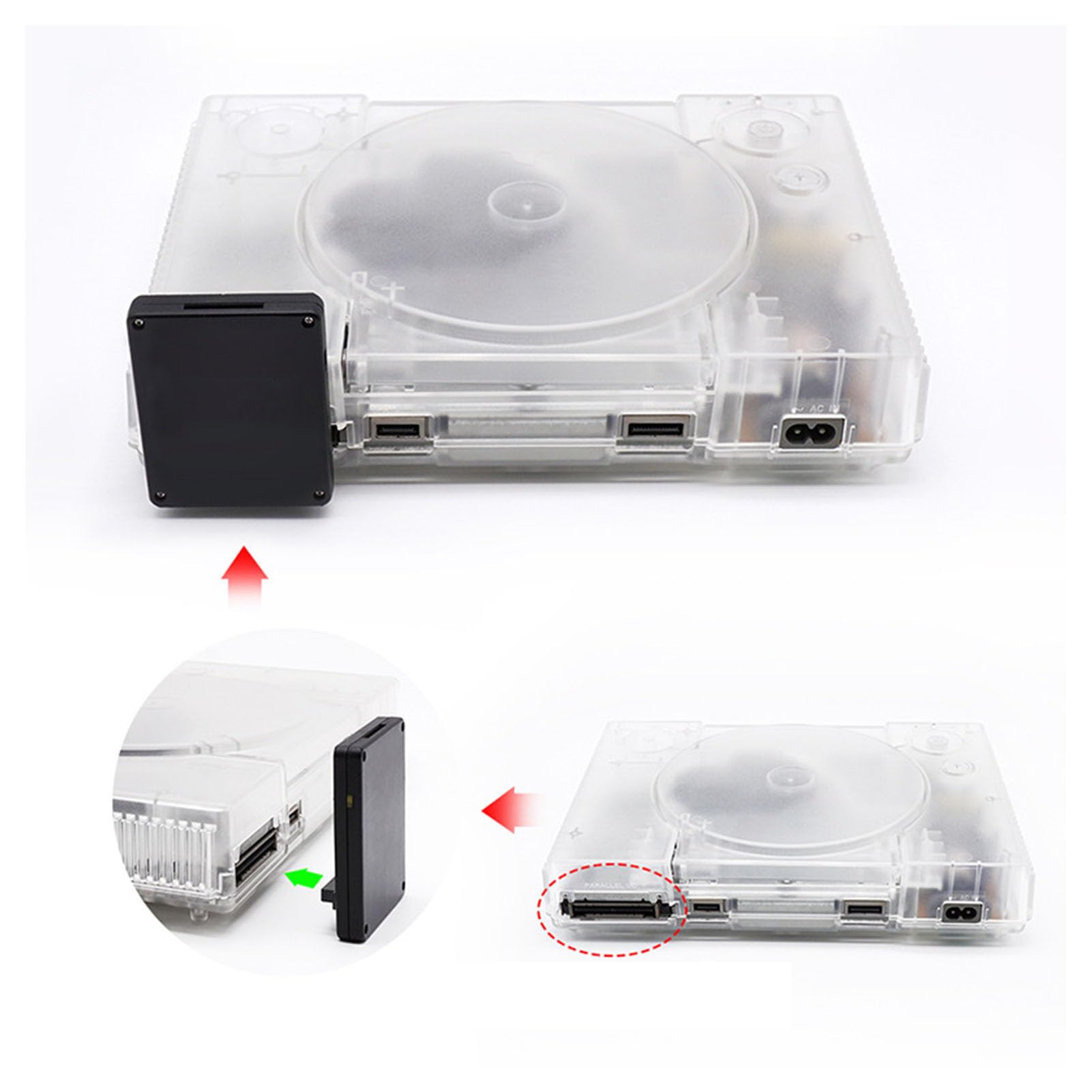 ASHATA PS1 Fat Optical Drive Emulator Kit - SDL Adapter with 3D Printed Case & Storage Card for Retro Gaming | Compatible with PlayStation 1 Fat Console | Perfect for Game Preservation & Classic Gaming Experience (Black)