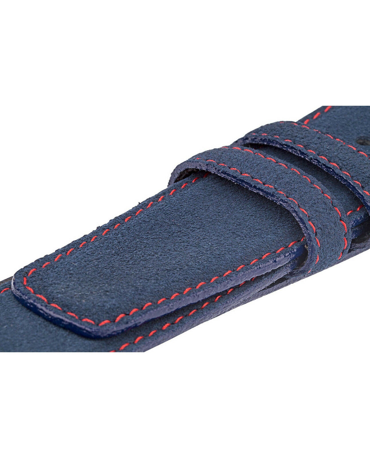 Dunhill Men's Blue Suede Belt with 35mm Buckle & Red Stitch - Premium Replacement Strap for Formal & Business Attire