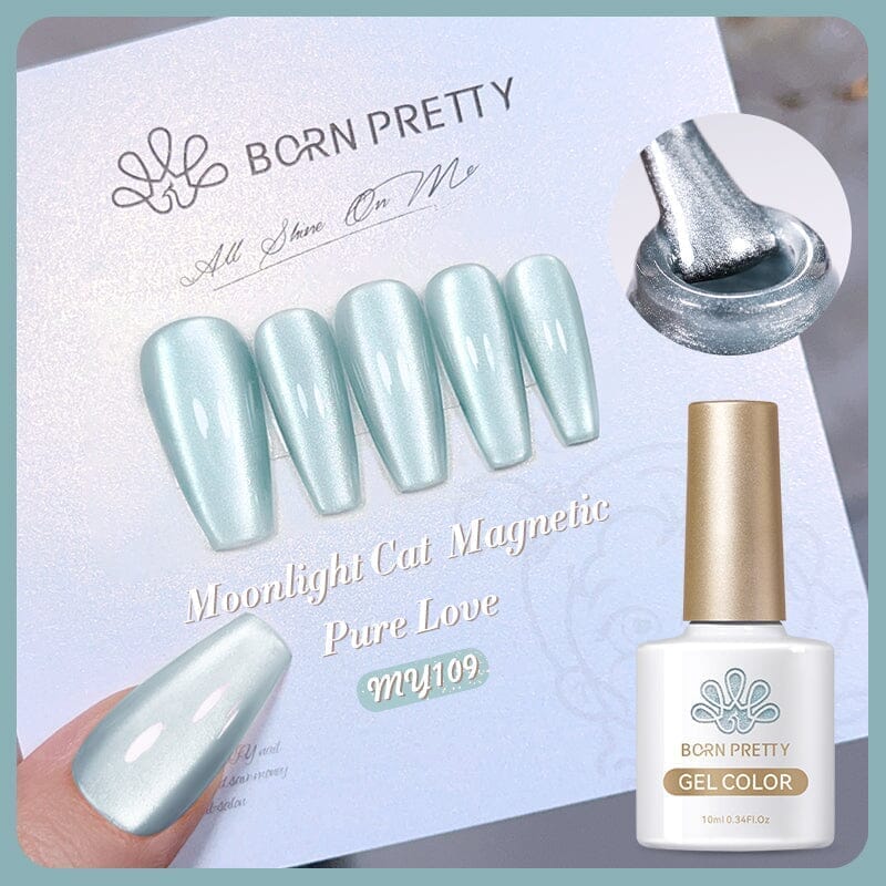 Moonlight Cat Magnetic Gel Nail Polish - Pure Love Series 10ml, Long Lasting Cat Eye Effect Nail Lacquer for Salon & Home Manicure, Perfect for Valentine's Day & Special Occasions