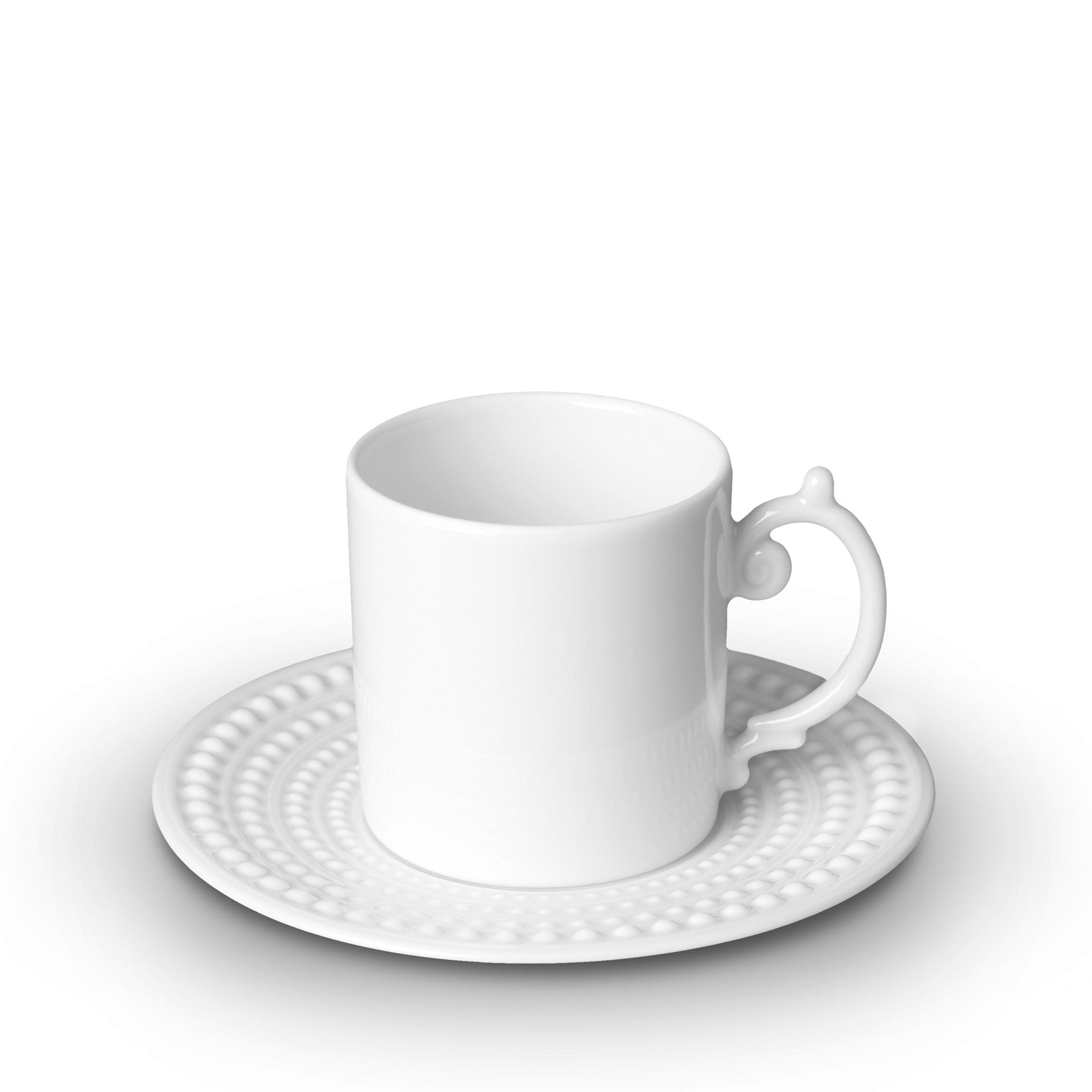 Perlée Espresso Cup and Saucer Set - Premium Porcelain Coffee Cups for Espresso, Cappuccino & Latte - Perfect for Home, Office or Café Use