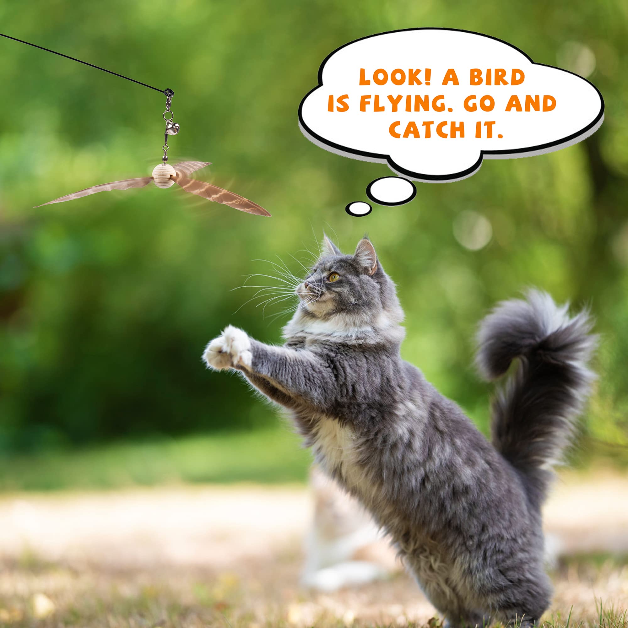 JXFUKAL Interactive Cat Wand Toy with 3 Feather Refills - 29