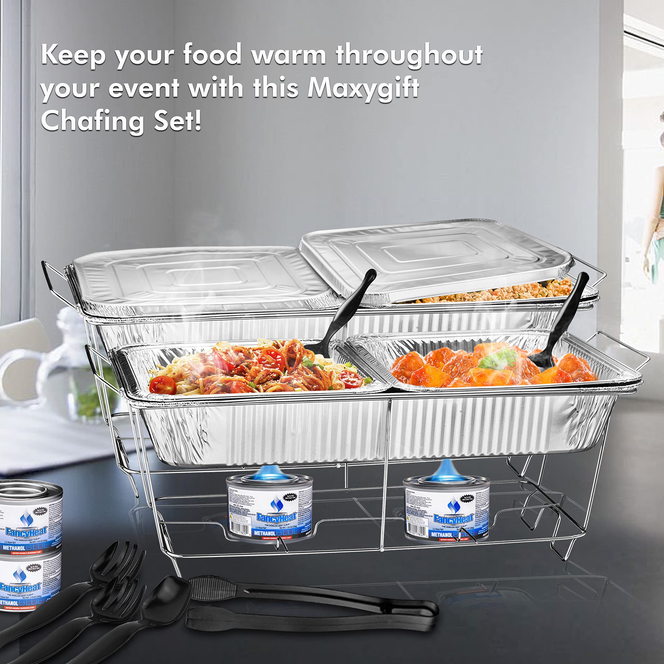 24-Pack Full-Size Chafing Wire Rack Buffet Stands for Dish Serving Trays & Food Warmers - Durable Catering Supplies for Parties, Weddings, Events & Buffet Serving (Commercial & Home Use)