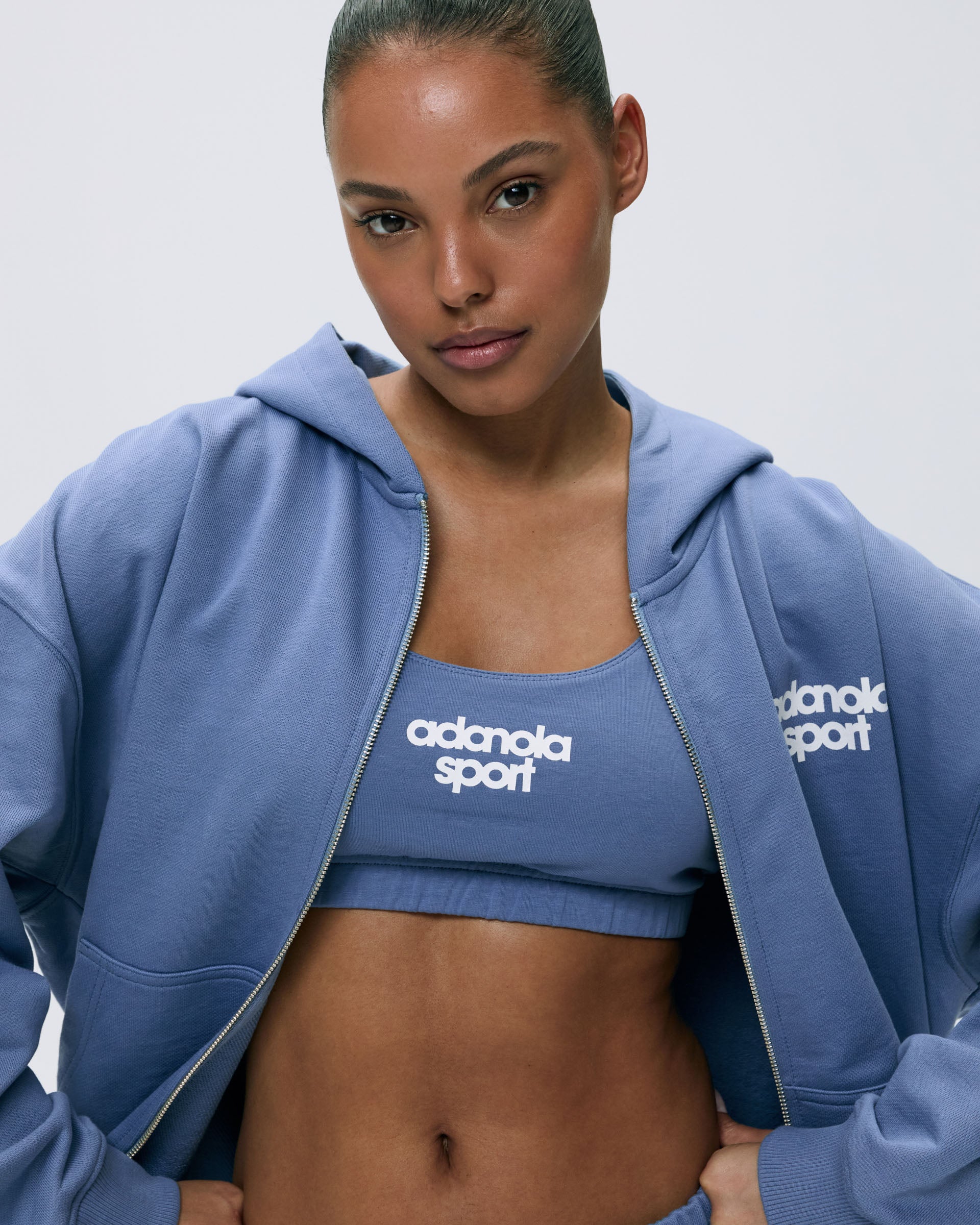 AS Bold Jersey Bralette - Vintage Blue & Marshmallow White | Comfortable Wireless Bralette for Everyday Wear, Yoga & Lounge