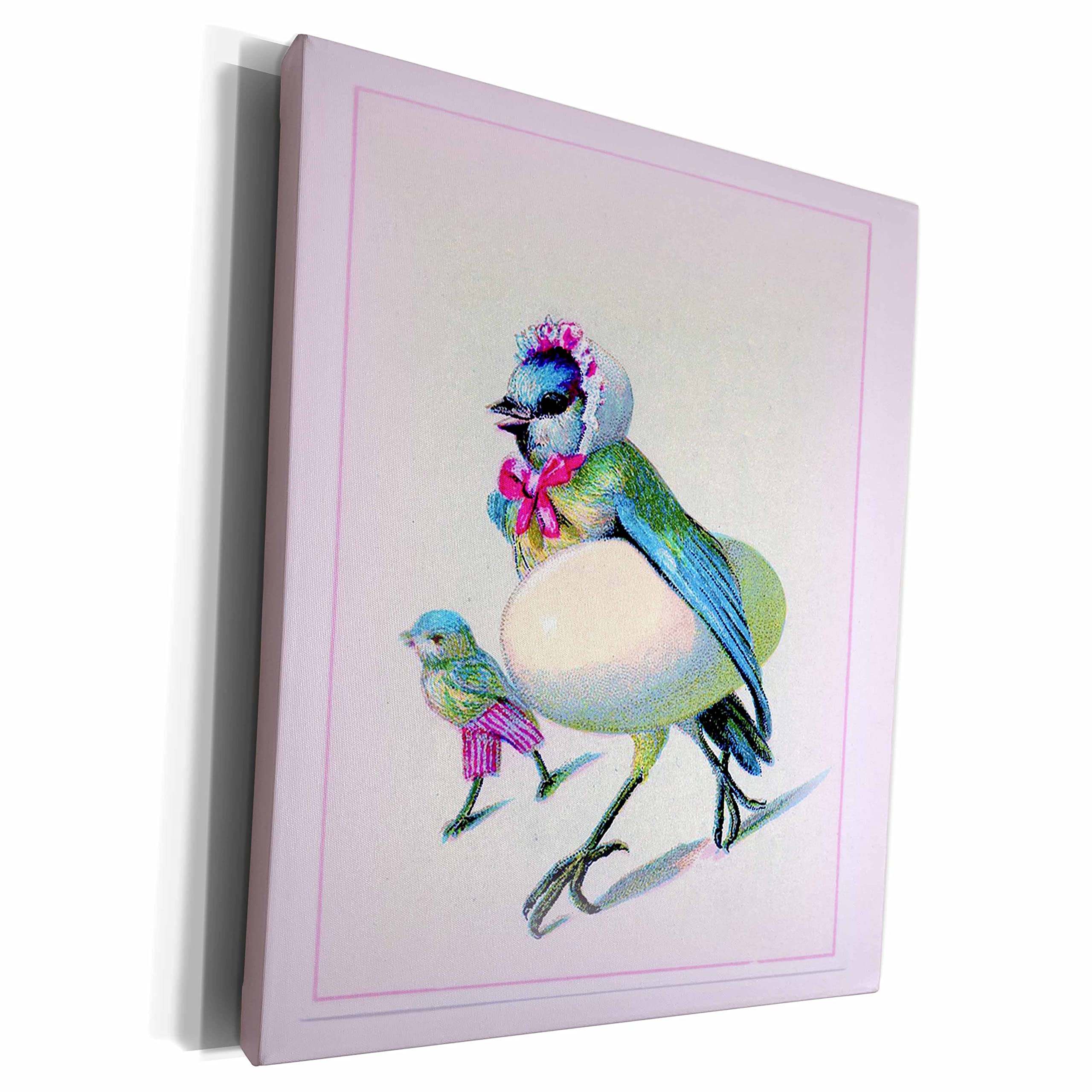 3dRose Museum-Grade Canvas Wrap - Funny Mama & Baby Bird with Egg Humor | High-Quality Wall Art for Living Room, Nursery & Office Decor