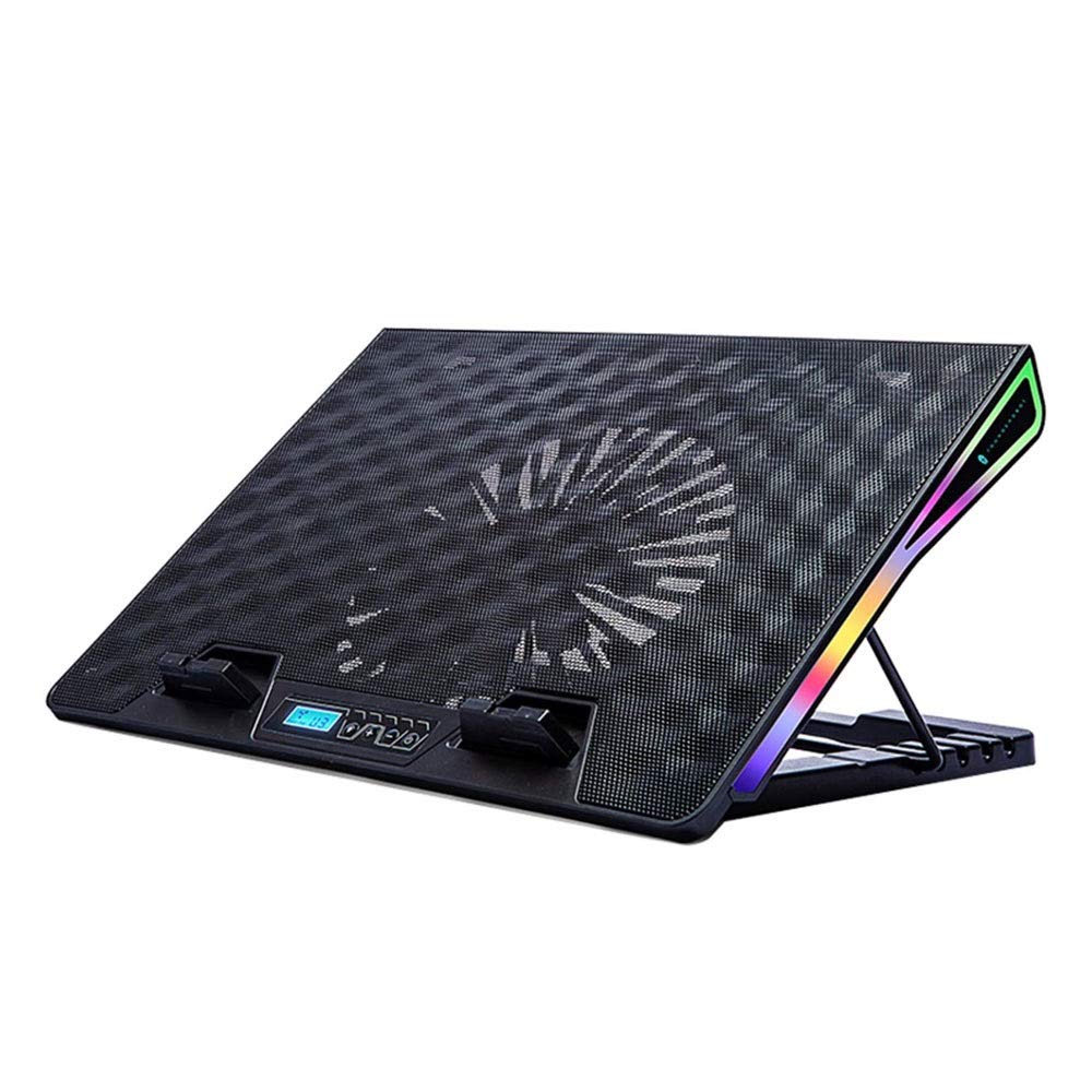 15.6-17.3 Inch Laptop Cooling Pad with Quiet Dual Fans, LED Lights & 2 USB Ports - Adjustable Height Stand for Better Airflow - Perfect for Gaming, Office Work & Home Use