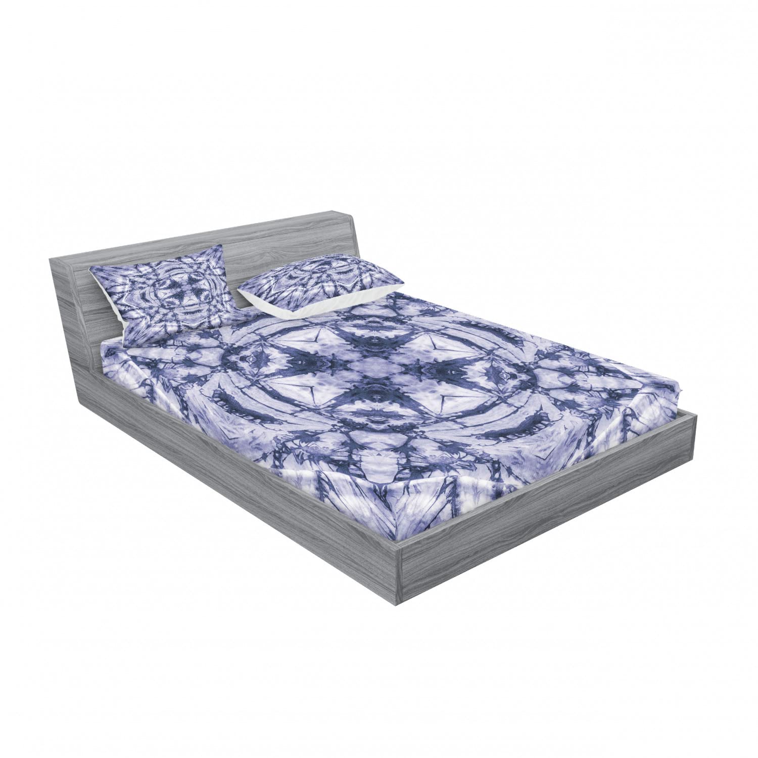 Ambesonne Ombre 2-Piece Queen Size Fitted Sheet Set with 4 Pillow Shams - Modern Bohemian Bedding Collection in Lavender Blue Indigo - Soft Wrinkle-Resistant Sheets for Master Bedroom, Guest Room & Dorm Decor