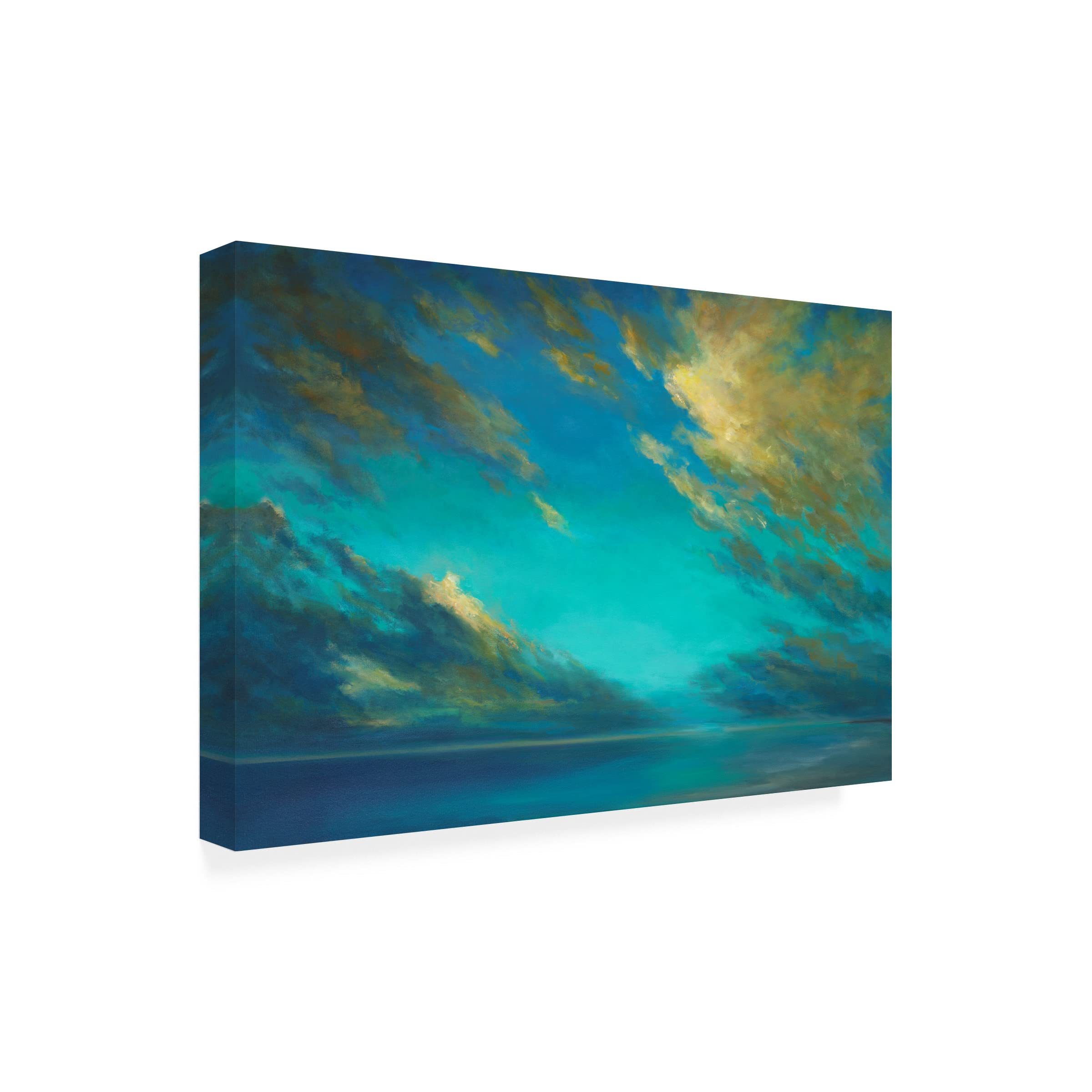 Trademark Fine Art 'Coastal Cloudscape' Canvas Wall Art by Sheila Finch - Stunning Beach Landscape Painting for Living Room, Bedroom & Office Decor