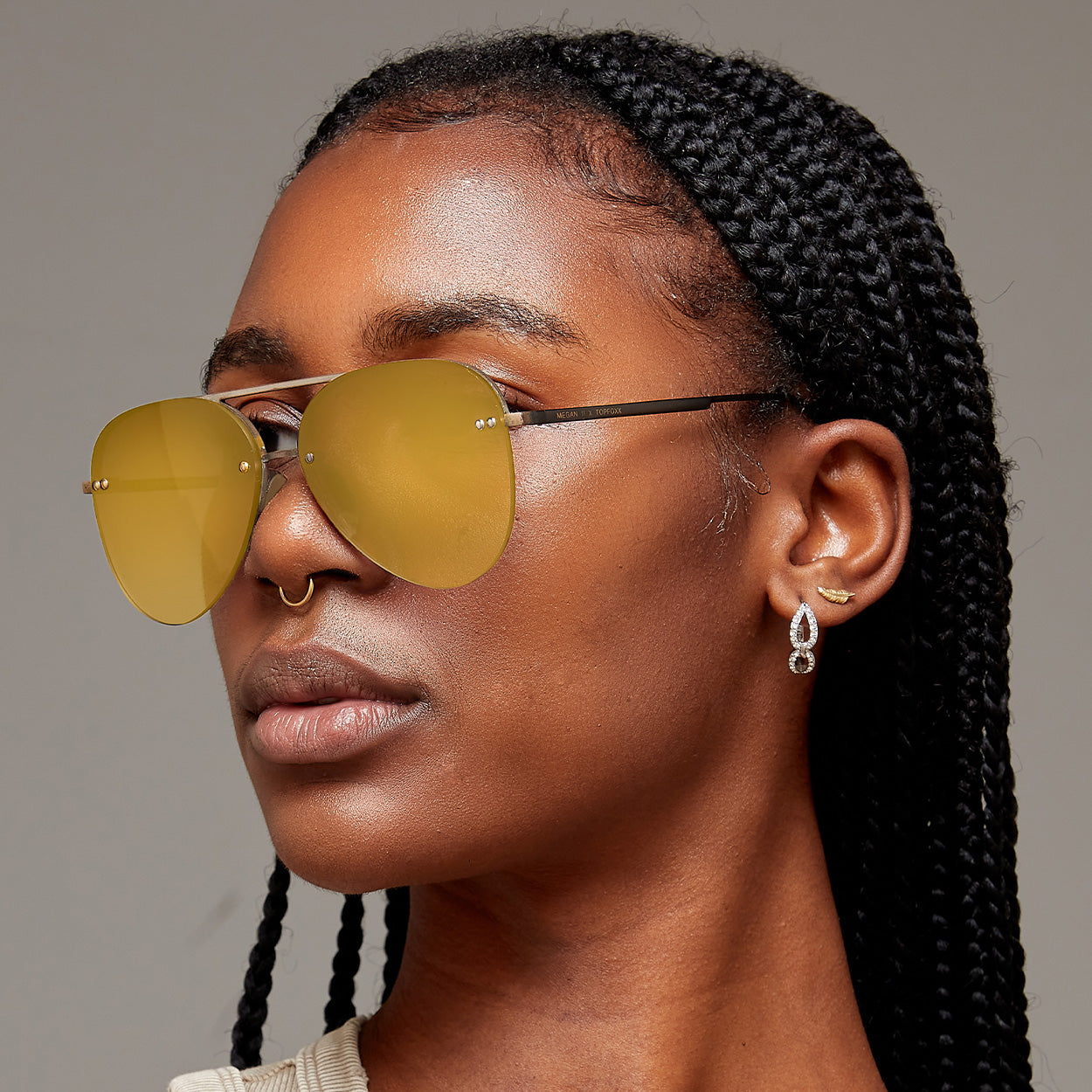 Tangle-Free Aviator Sunglasses for Women - Smaller Megan 2 Mirrored Bronze Lenses - Stylish & Lightweight for Driving, Travel & Outdoor Activities