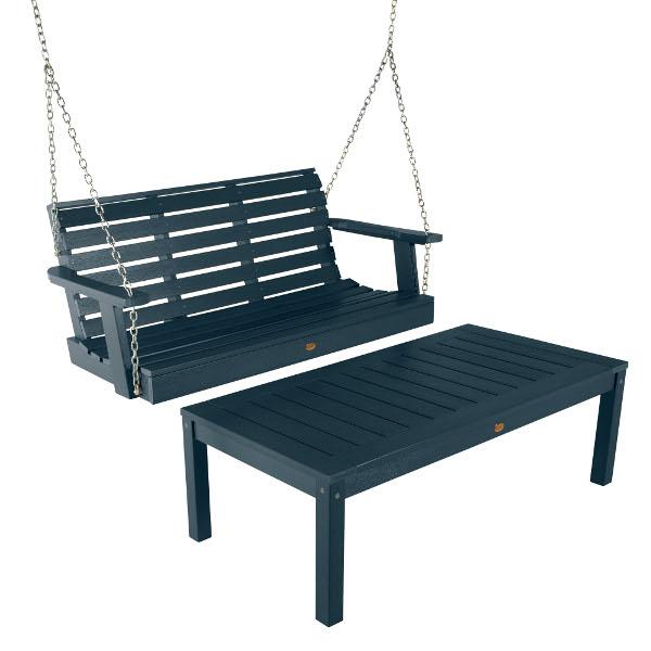 Weatherly 4ft Swing and Coffee Table - Outdoor Patio Furniture for Relaxing & Entertaining - Perfect for Backyard, Garden, and Poolside Lounging