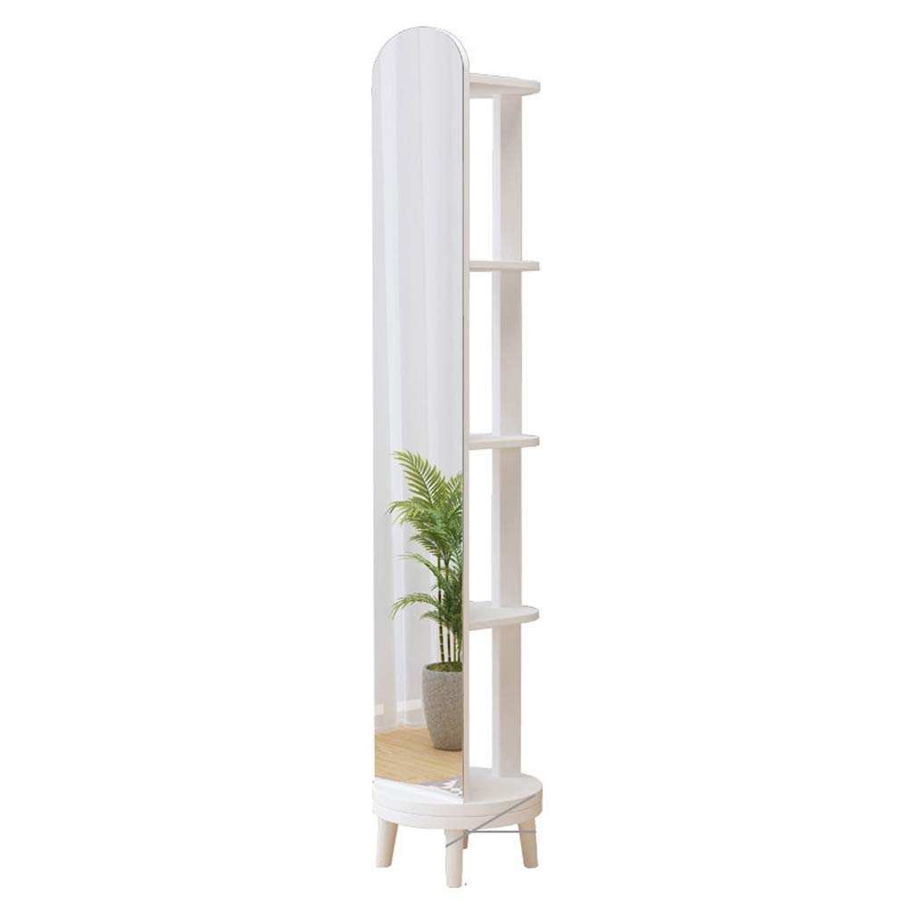 360° Rotating Full-Length Floor Mirror with Storage Shelf - HD Shatterproof, Eco-Friendly Standing Mirror for Bedroom, Dressing Room & Home Decor