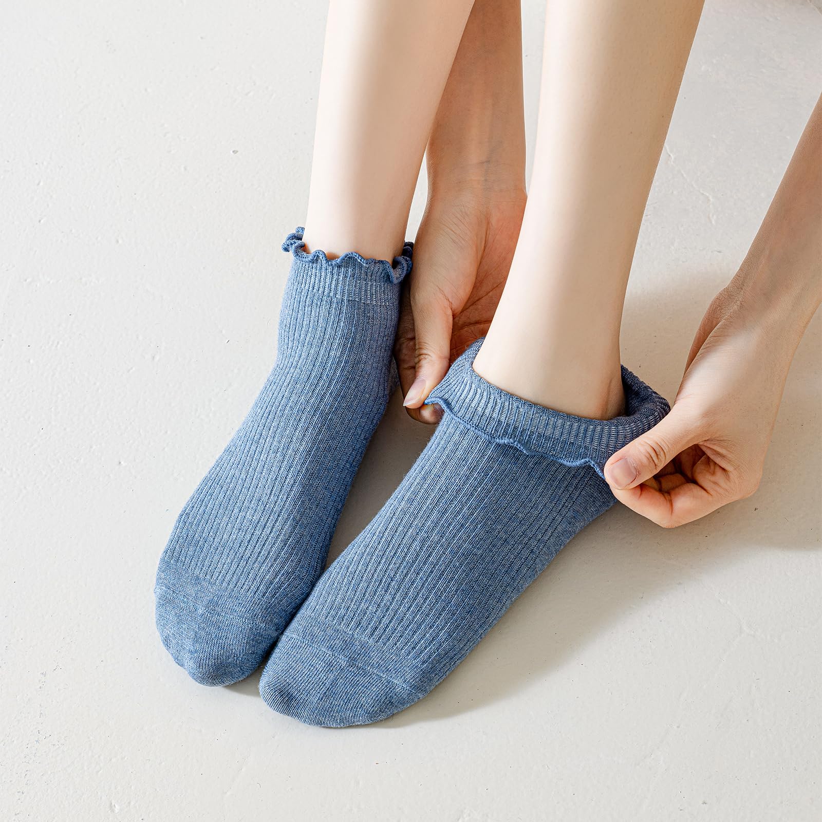 Mcool Mary Women's Ankle Ruffle Socks 6-Pack - Cute Cotton No-Show Socks for Casual Wear