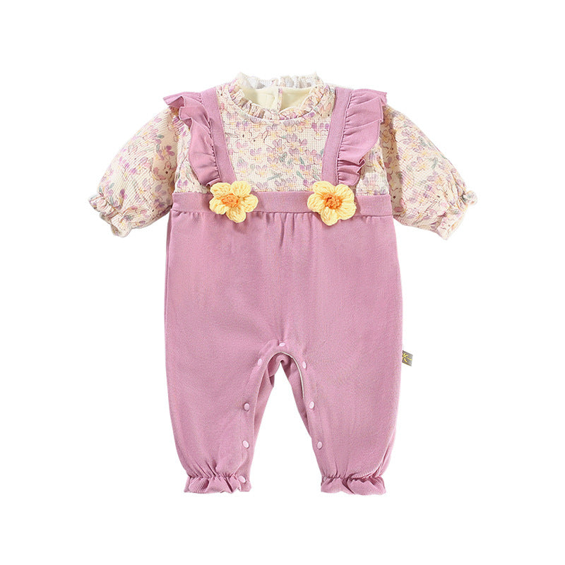 Floral Overalls for Baby - Thickened Winter Romper with Cute Floral Print - Perfect for Playdates, Outdoor Adventures & Photo Shoots
