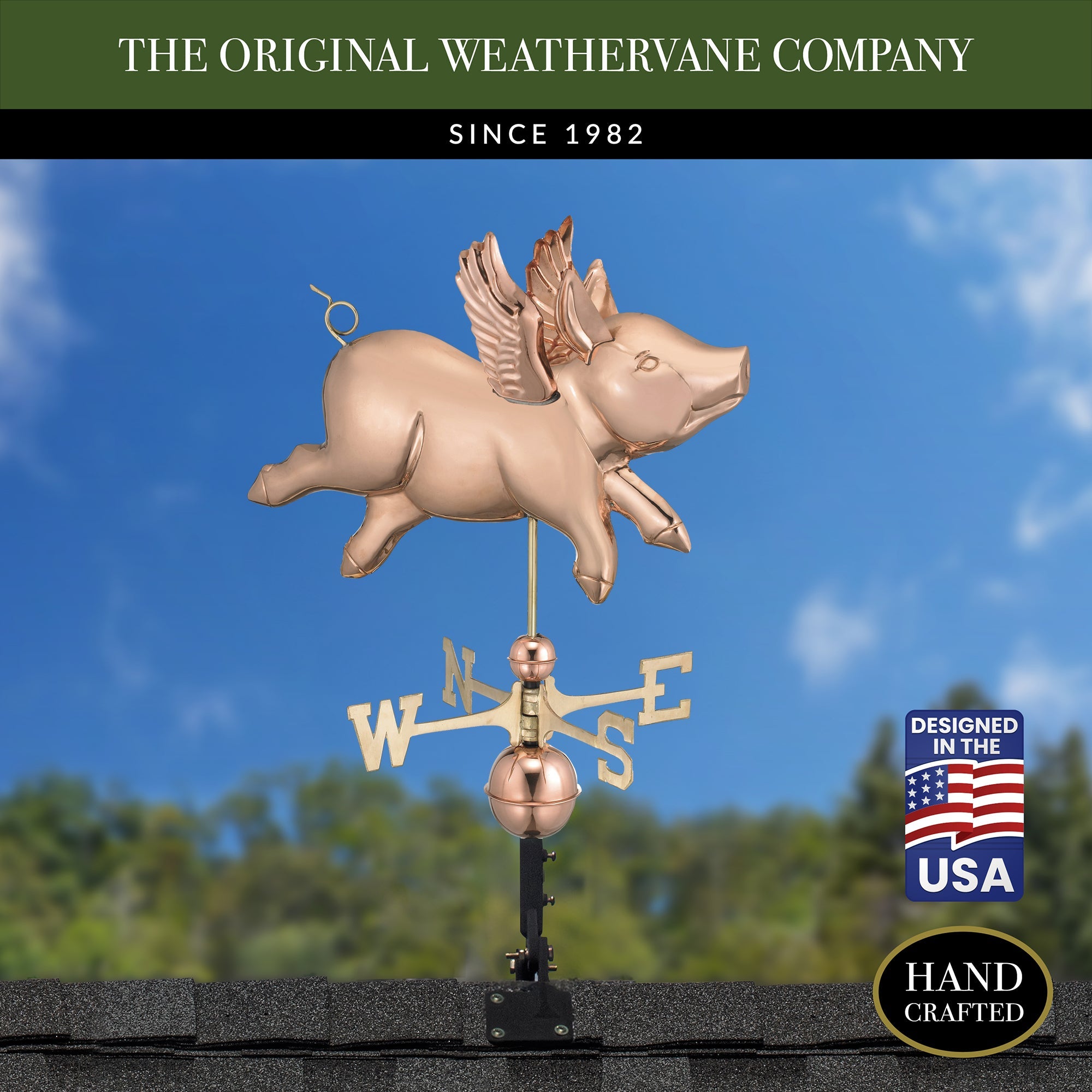 Flying Pig Weathervane - Whimsical Outdoor Garden Decor for Unique Home & Farmhouse Style | Perfect for Roof, Yard, and Patio Decoration
