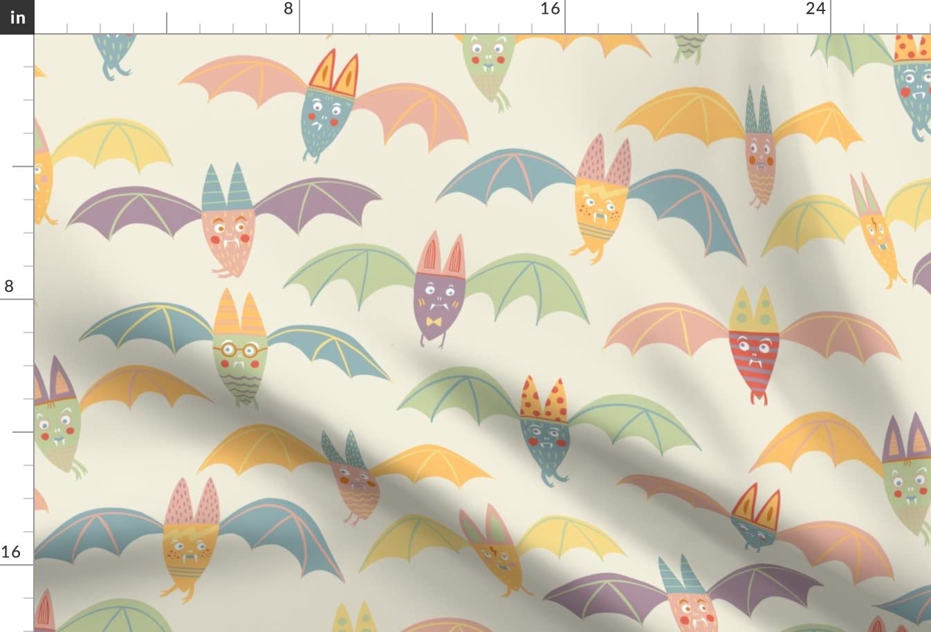Pastel Bats Halloween Printed Minky Fabric Fat Quarter - Soft Plush Fabric for Sewing Baby Blankets, Quilt Backing & DIY Crafts - Perfect for Halloween Decor, Nursery Projects & Cozy Home Accessories