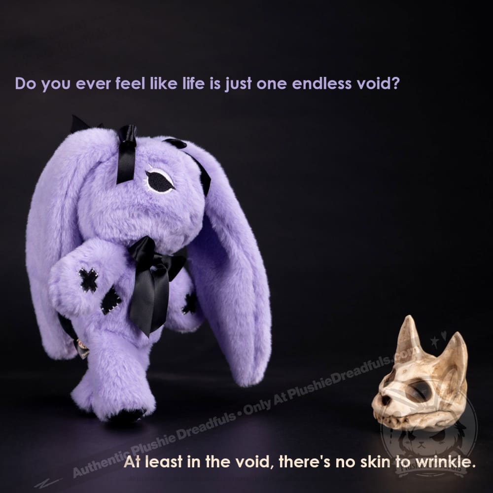 Goth Rabbit Plush Stuffed Animal - Soft Dark Aesthetic Plushie Dreadfuls for Gothic Decor, Bedroom Cuddling & Alternative Gift Ideas