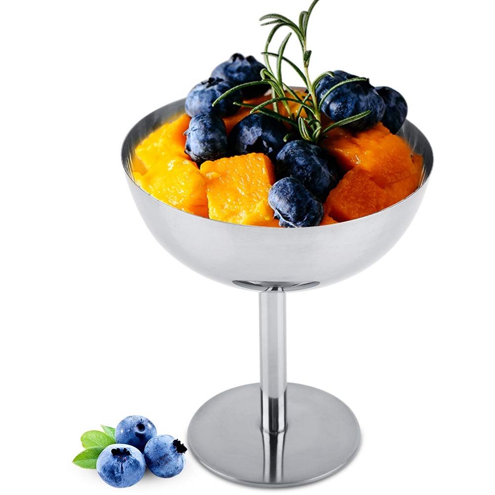 Premium Stainless Steel Ice Cream Cups with High Foot - Elegant Dessert Bowls for Ice Cream, Salad, Fruit & Pudding | Perfect for Parties, Catering & Home Dessert Serving