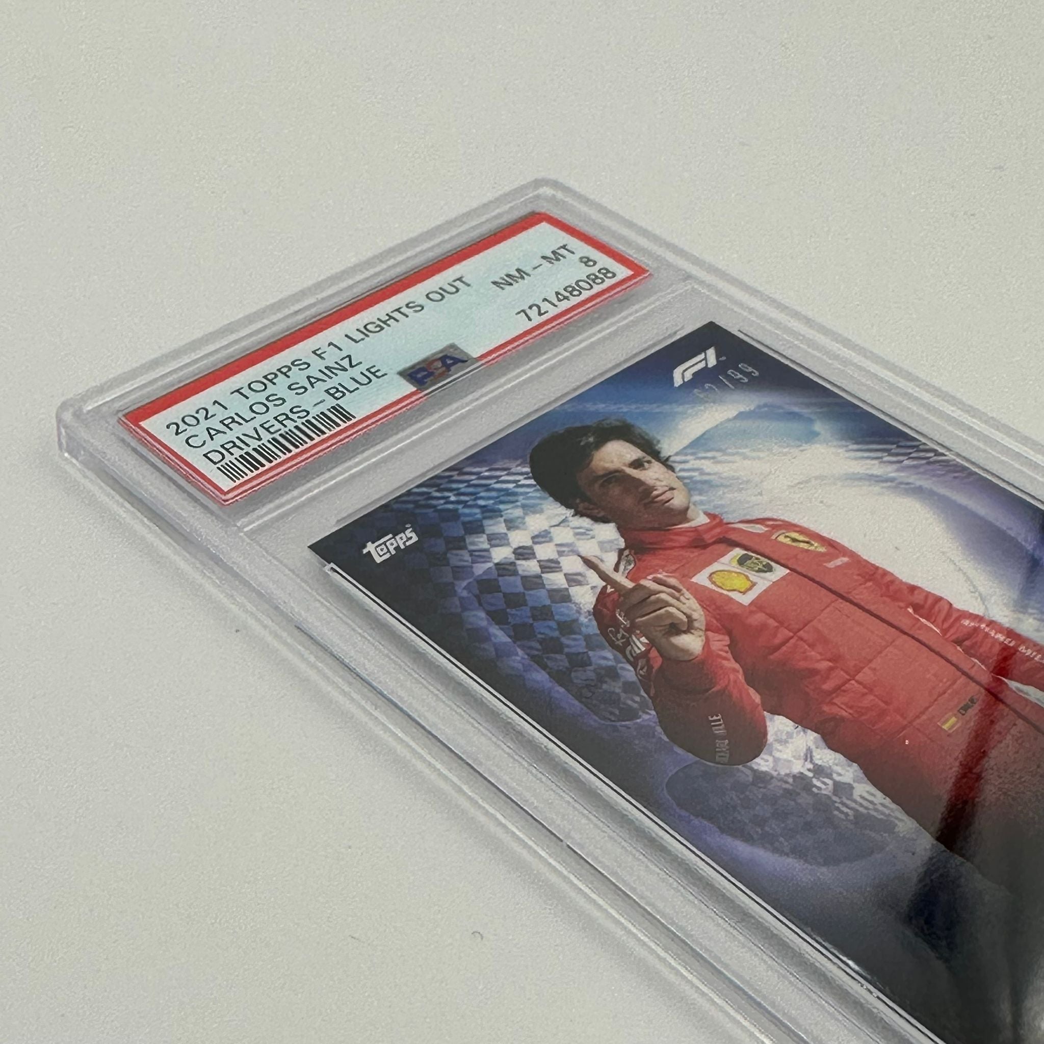 PSA 8 Graded 62/99 Carlos Sainz F1 Racing Card - Blue Parallel - Perfect for Collectors, Fans & Sports Memorabilia Enthusiasts