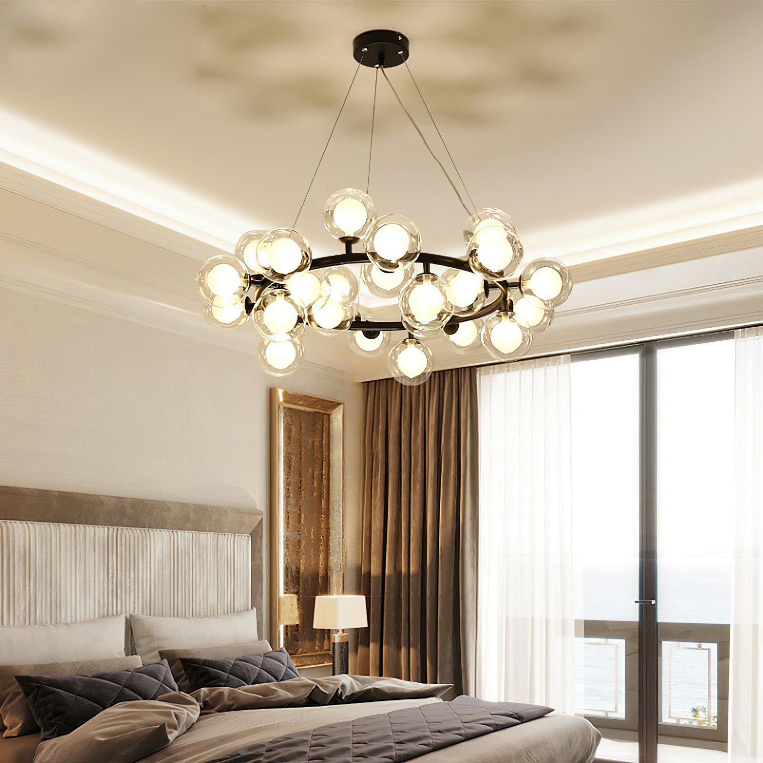 Stylish Bubble Ball Chandelier - Modern Crystal Glass Pendant Light Fixture for Dining Room, Bedroom & Living Room Decor | Perfect for Home, Hotel and Wedding Venue Lighting