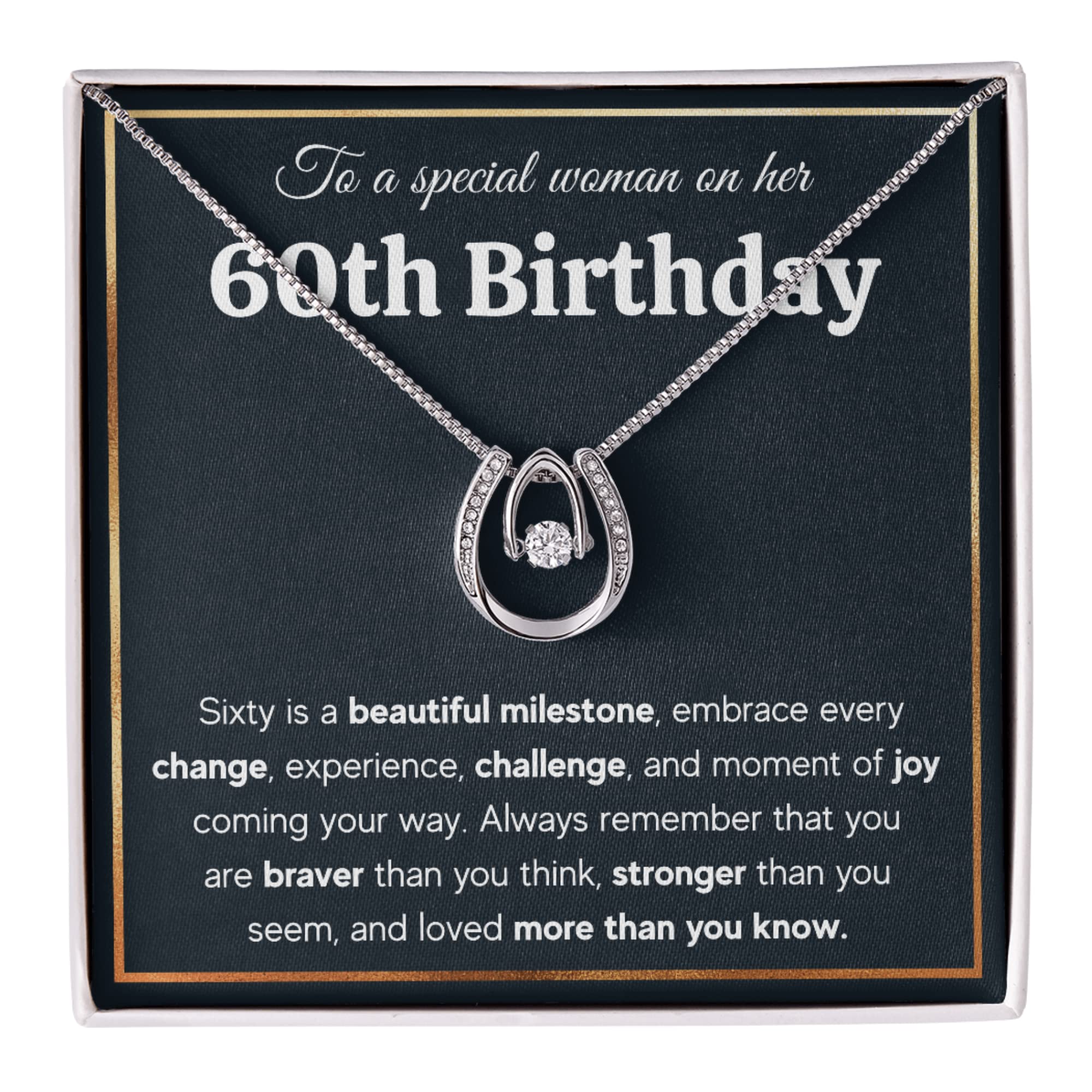 60th Birthday Gifts for Women - Elegant Happy 60 & Fabulous Necklace Set with Message Card & Gift Box | Perfect Retirement, Milestone Celebration & Mother's Day Present