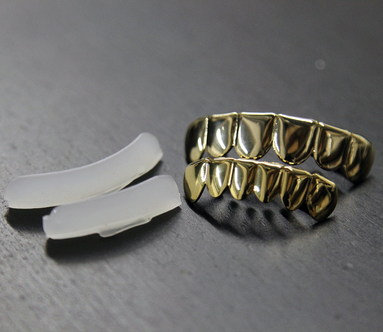 14k Gold Plated Custom Hip Hop Grillz Teeth Caps - Top & Bottom Set for Men & Women | Perfect for Rappers, Performers & Hip Hop Fashion Enthusiasts