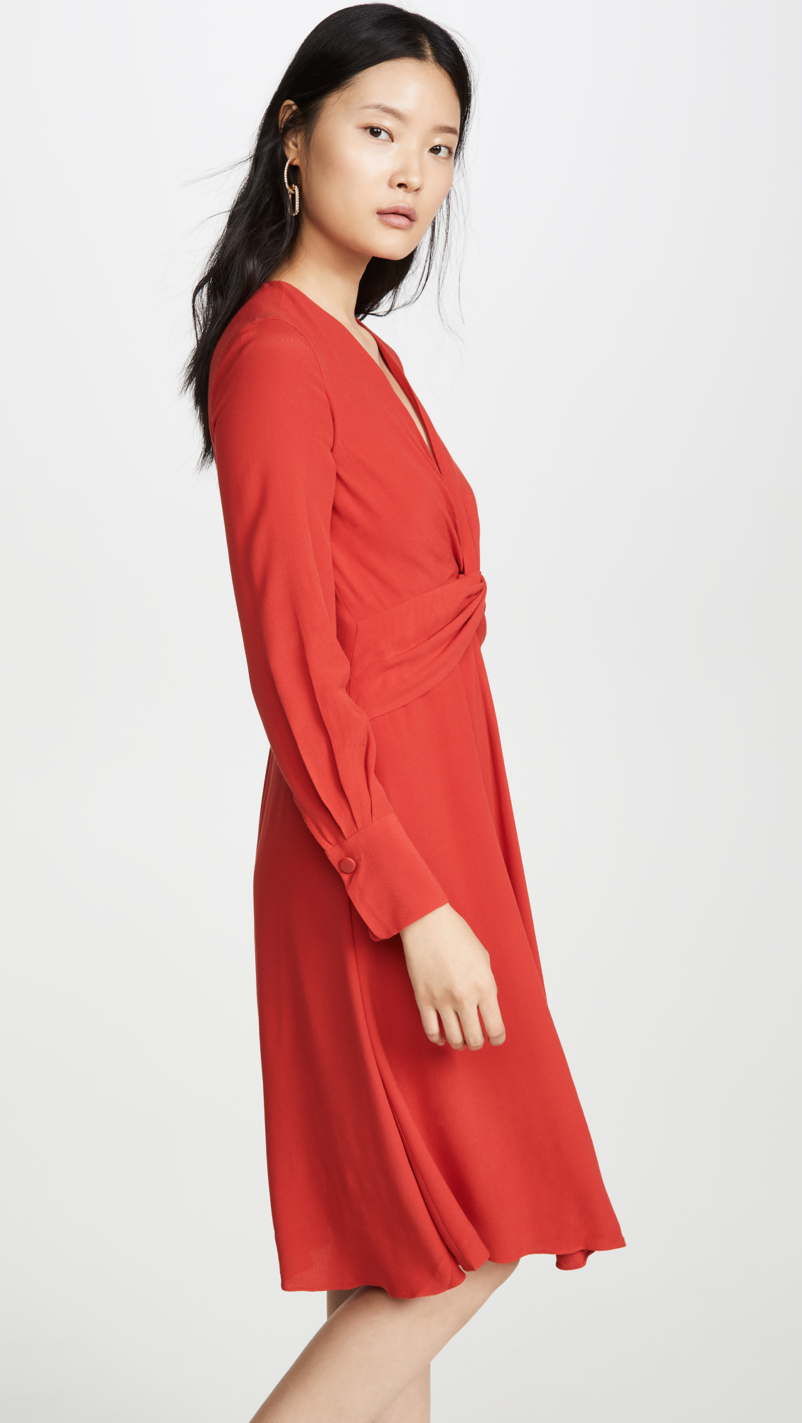Women's Faun Dress in Aura Orange - Size 8 | Elegant Flowy Midi Dress for Casual Wear, Date Night & Summer Outfits | Equipment Brand Fashion