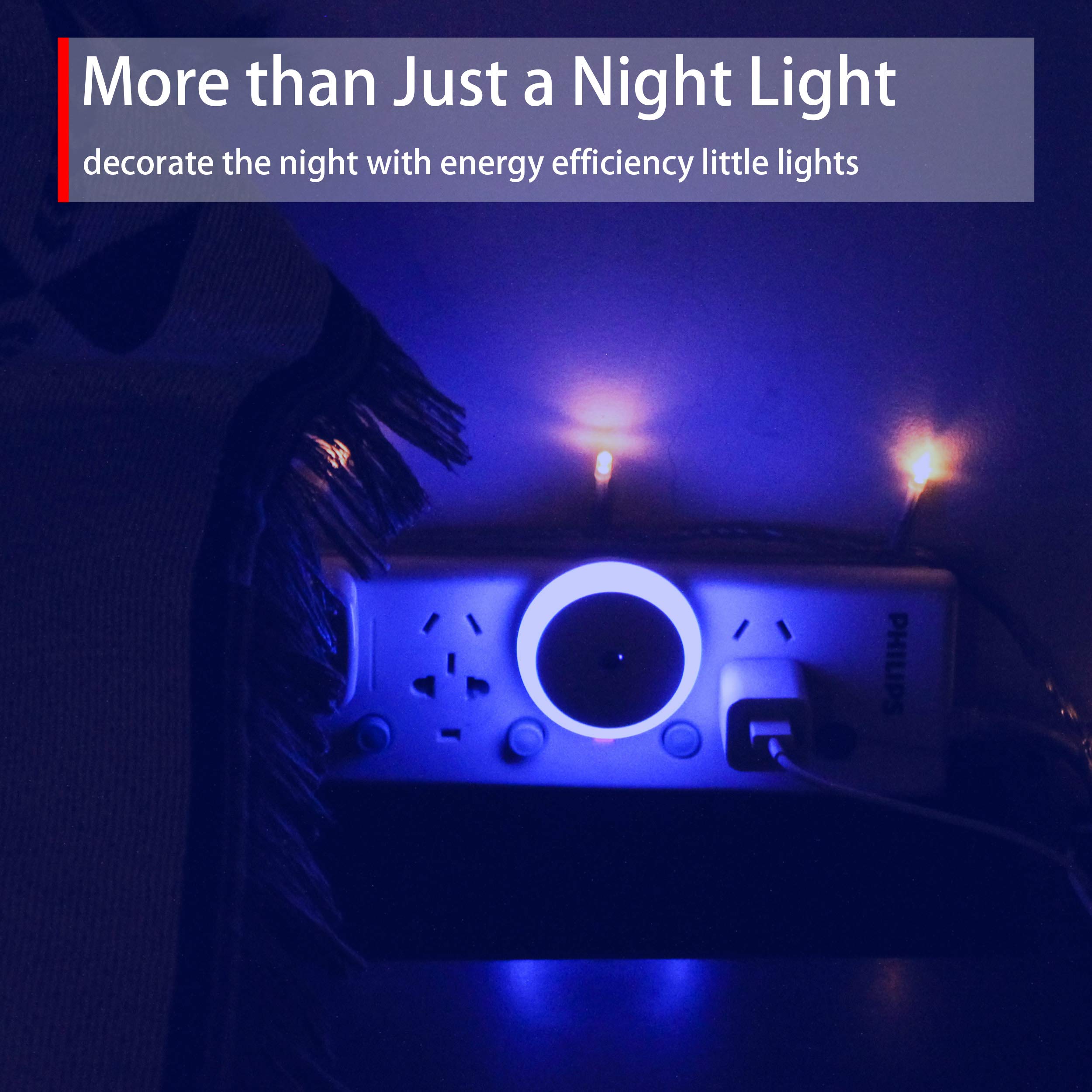 Blue LED Night Light Plug in with Dusk to Dawn Smart Sensor - Small Round Energy Saving Nightlight for Bathroom, Kitchen, Bedroom, Hallway & Stairway - Perfect for Travel & Home Safety (2 Pack)