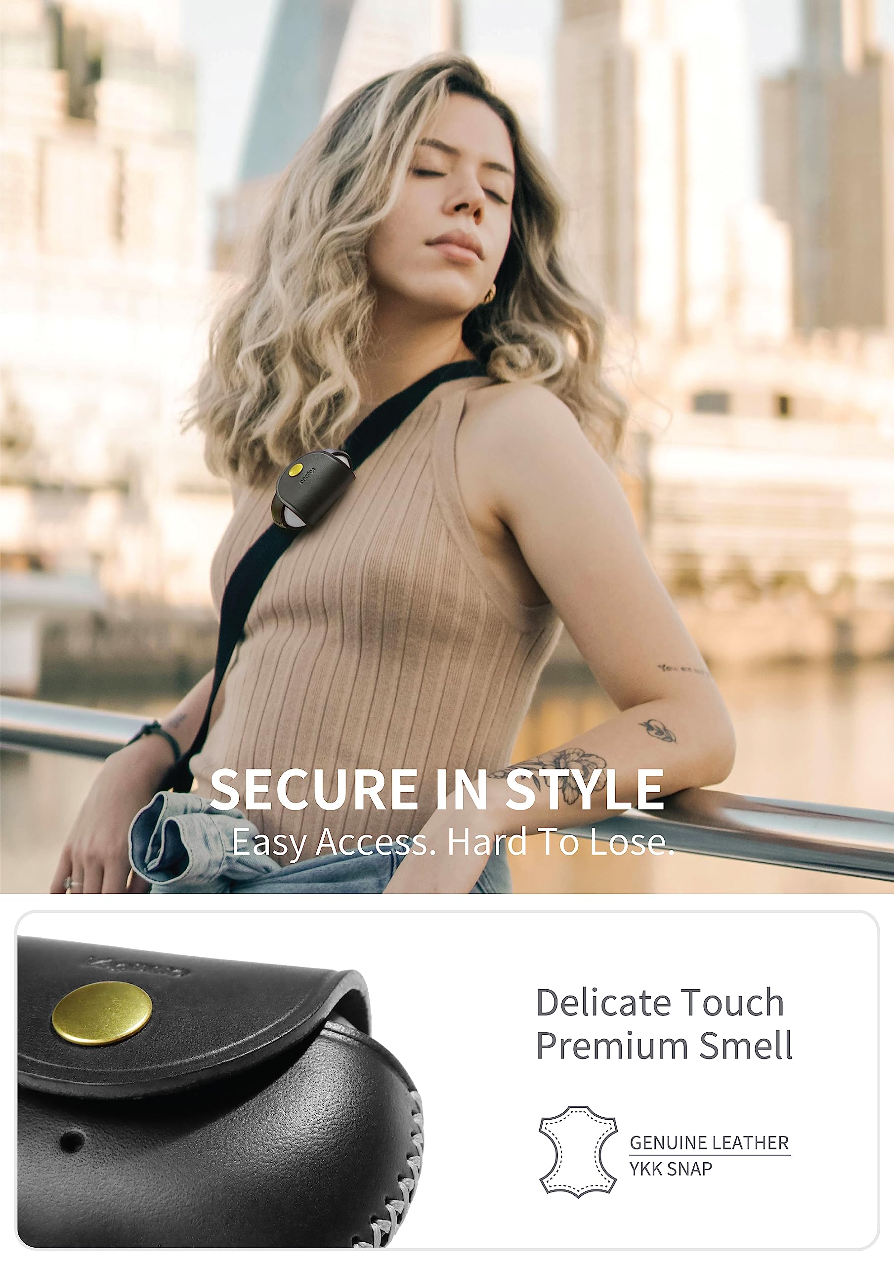 Genuine Leather Case for Beats Studio Buds - Full Cover Protective Holder with Belt Loop | Soft Shockproof Cover Compatible with Beats Studio Buds+ (Black) | Perfect for Gym, Travel & Everyday Use