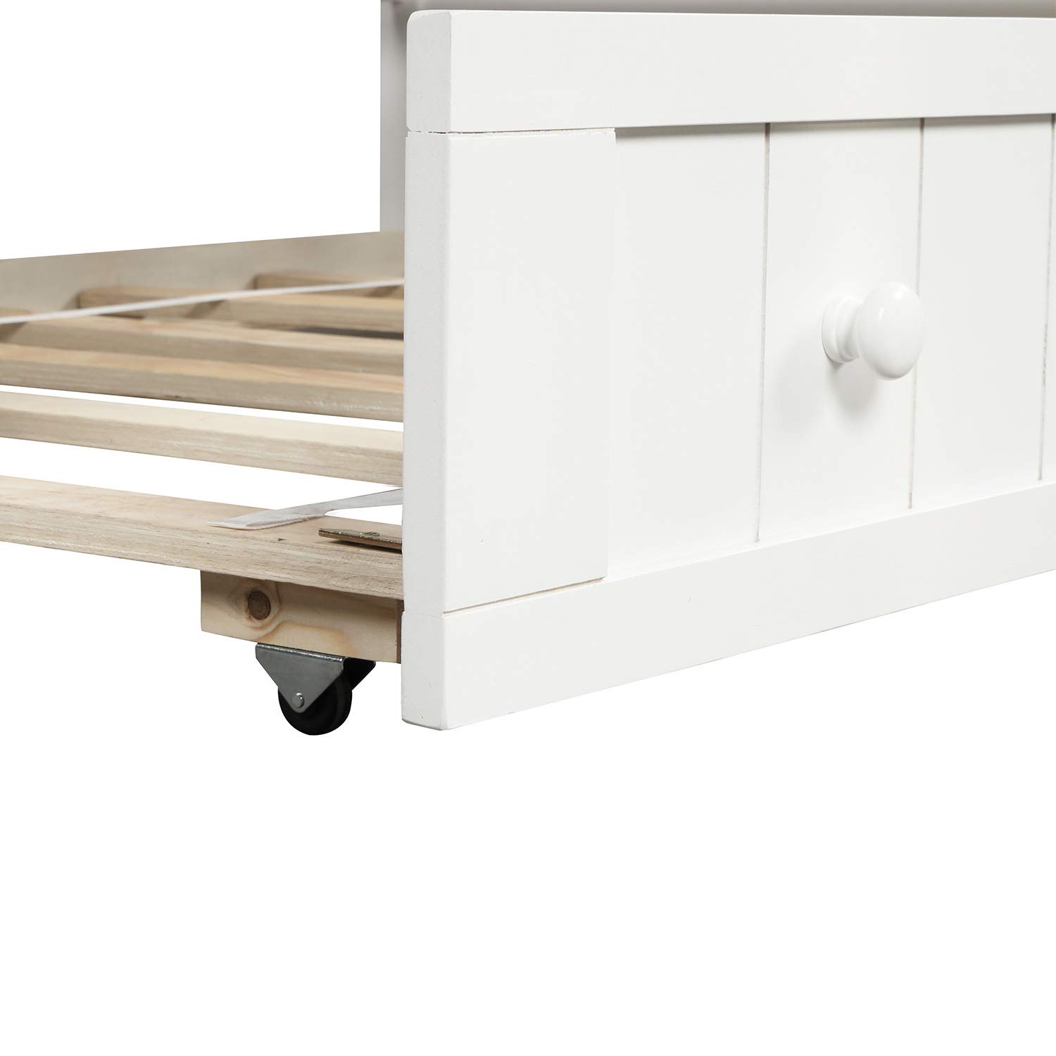 Rhomtree Twin Size Daybed with Trundle - Solid Wood Bed Frame with Backrest for Adults, Teens & Kids - Guest Bedroom & Living Room Furniture - Convertible Sofa Bed (White) - Perfect for Small Spaces, Sleepovers & Multi-Functional Rooms