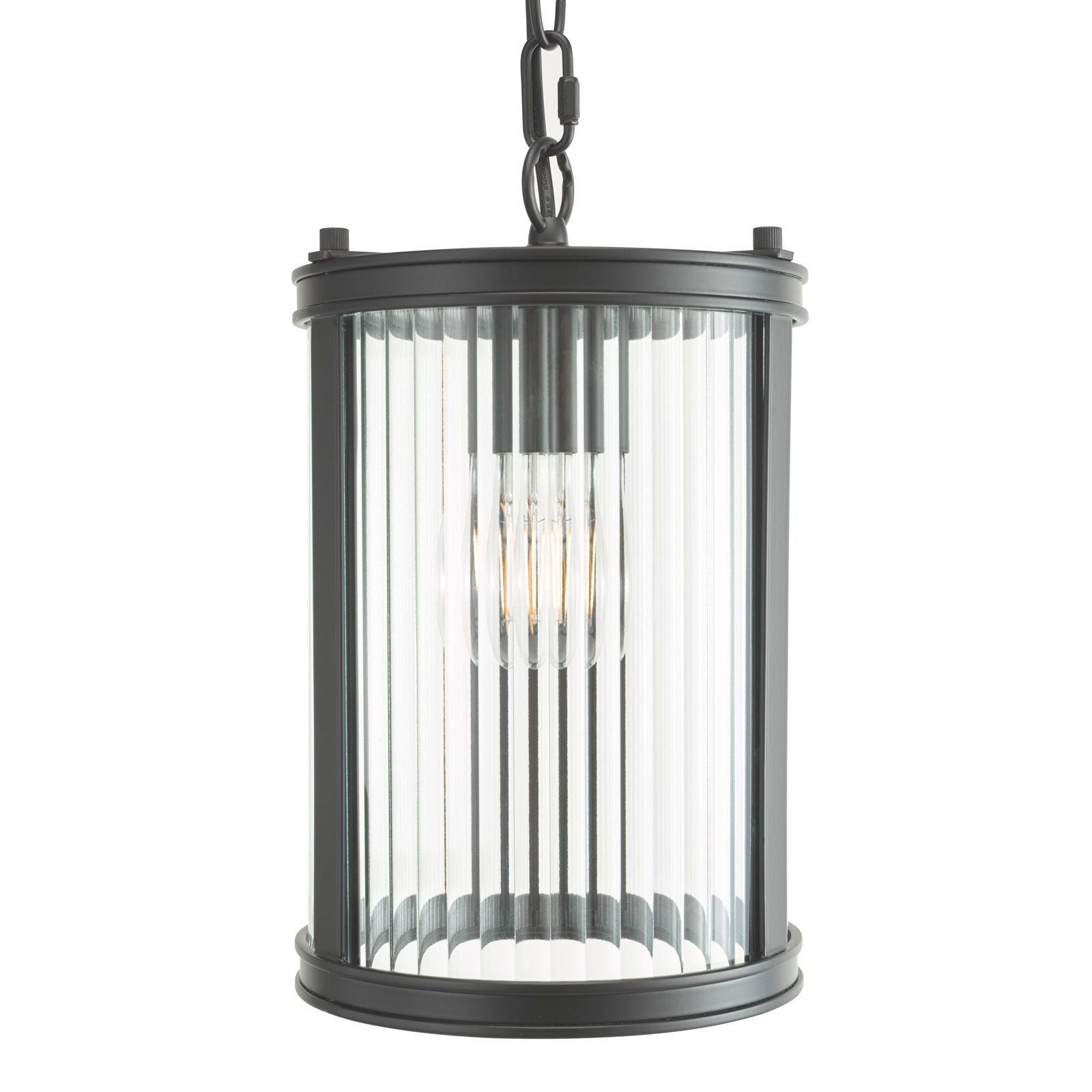 Bianka Pendant Light Fixture - Bronze & Matte Black with Ribbed Glass Shade (E17 Base) - Perfect for Dining Room, Kitchen Island or Bedroom Lighting