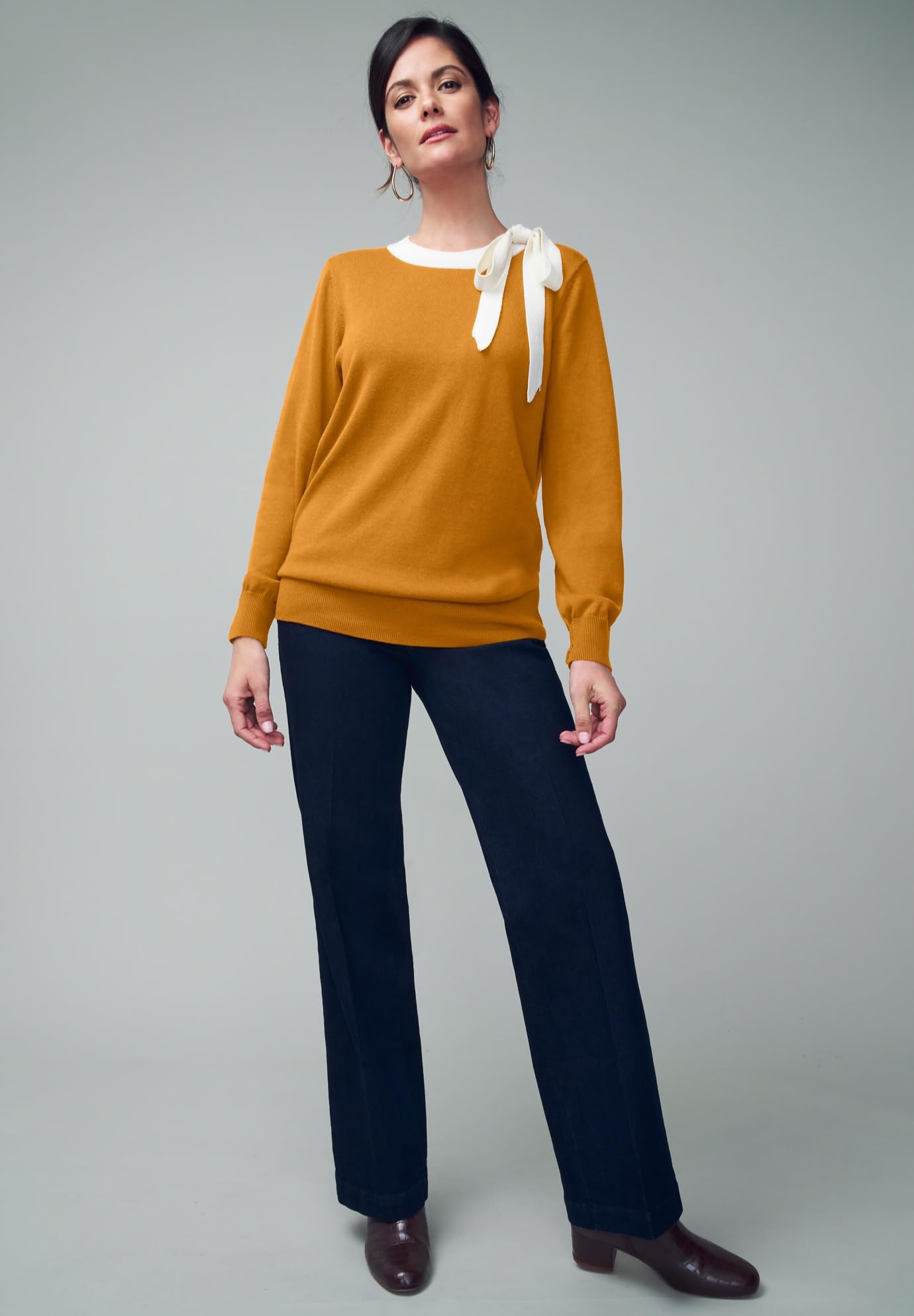 Jessica London Plus Size Tie-Neck Sweater for Women - Office & Casual Wear