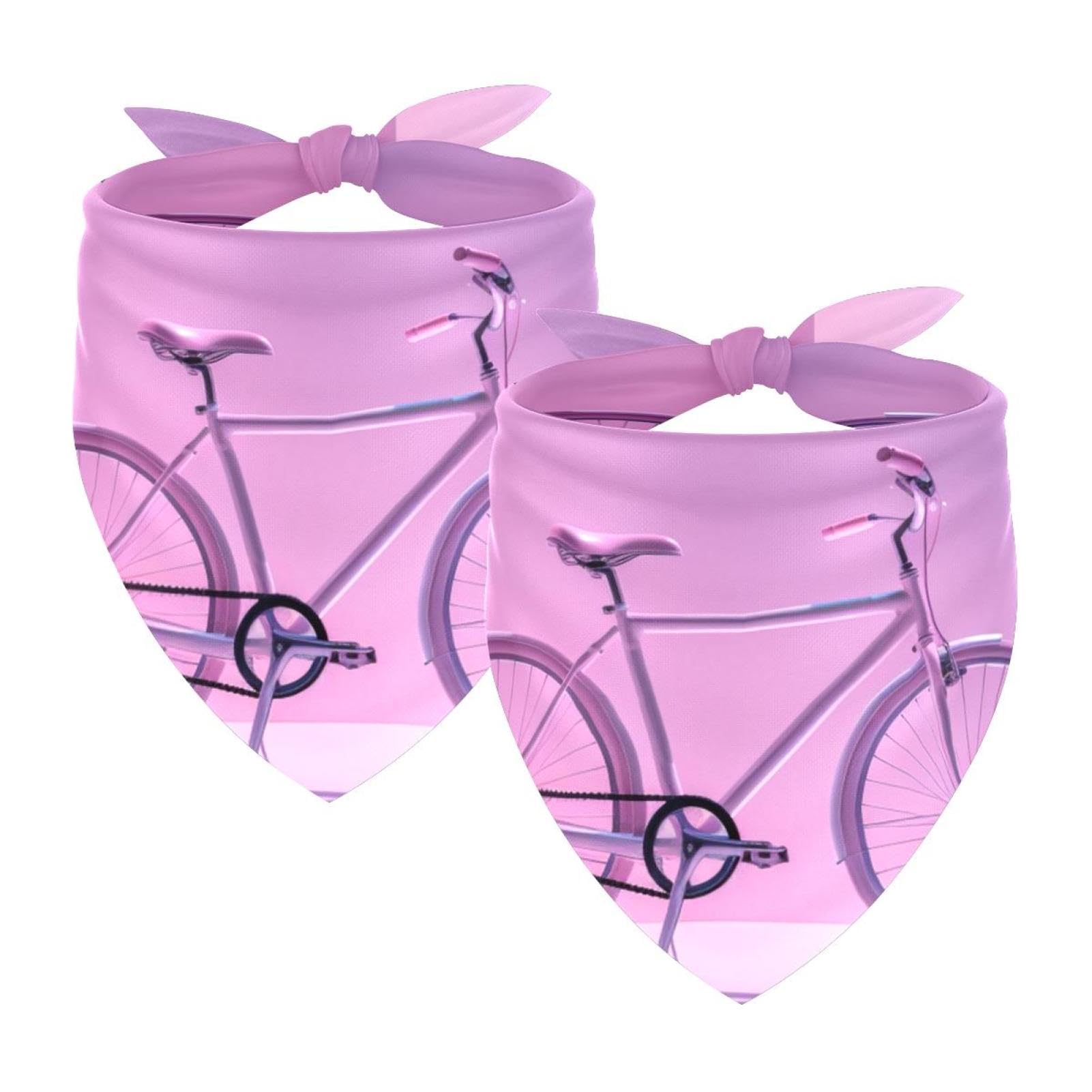Dog Bandanas for Small & Large Dogs - 2-Piece Set with Bike Pink Pattern - Adjustable Pet Scarf & Bandana for Dogs - Perfect for Outdoor Adventures, Pet Parties & Daily Walks