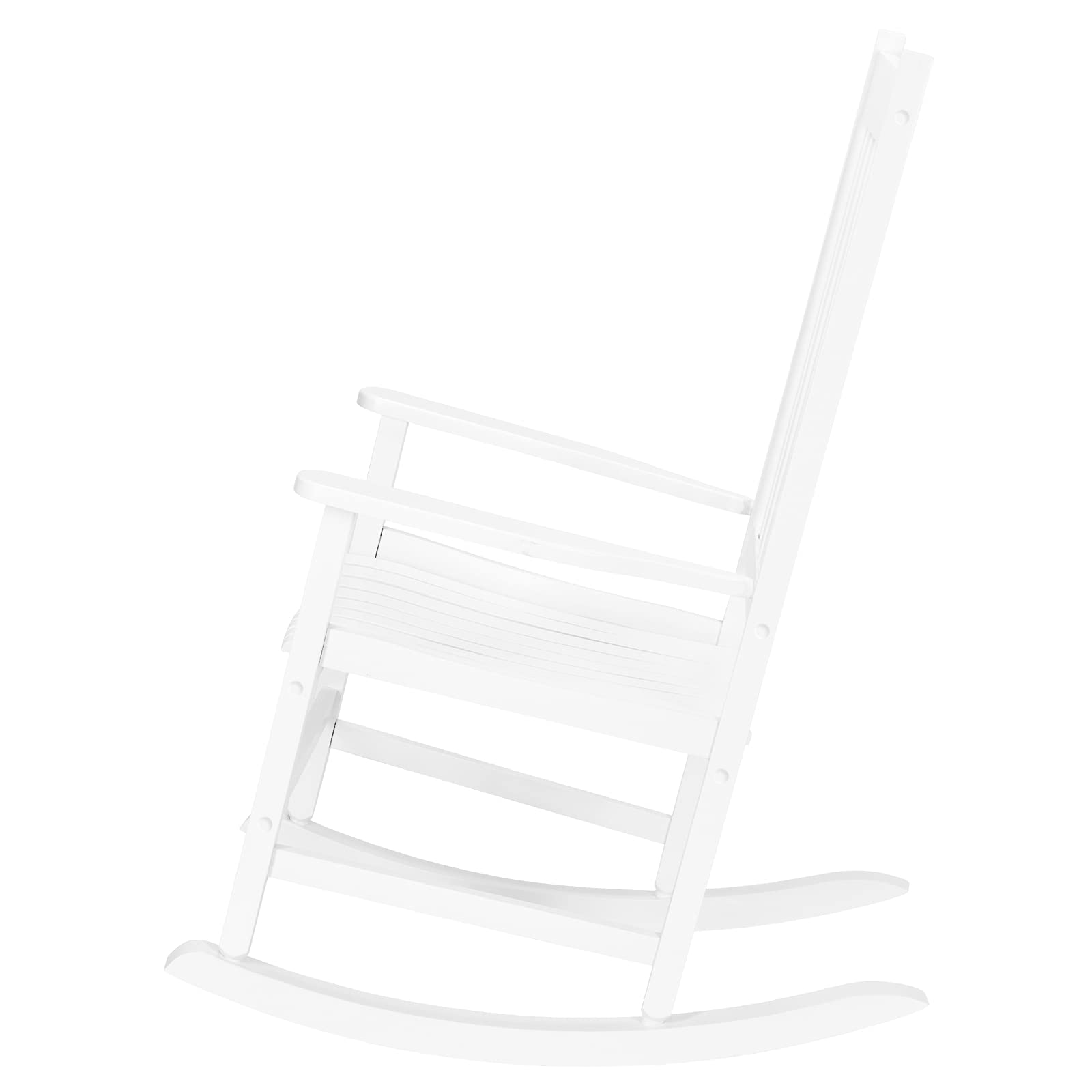 VINGLI 2-Piece Solid Wood Rocking Chairs Set - High Back Comfort Rocker for Relaxing - Perfect for Deck, Garden, Backyard, Porch - Indoor & Outdoor Use (White) - Ideal for Reading Nooks, Sunrooms & Patio Lounging