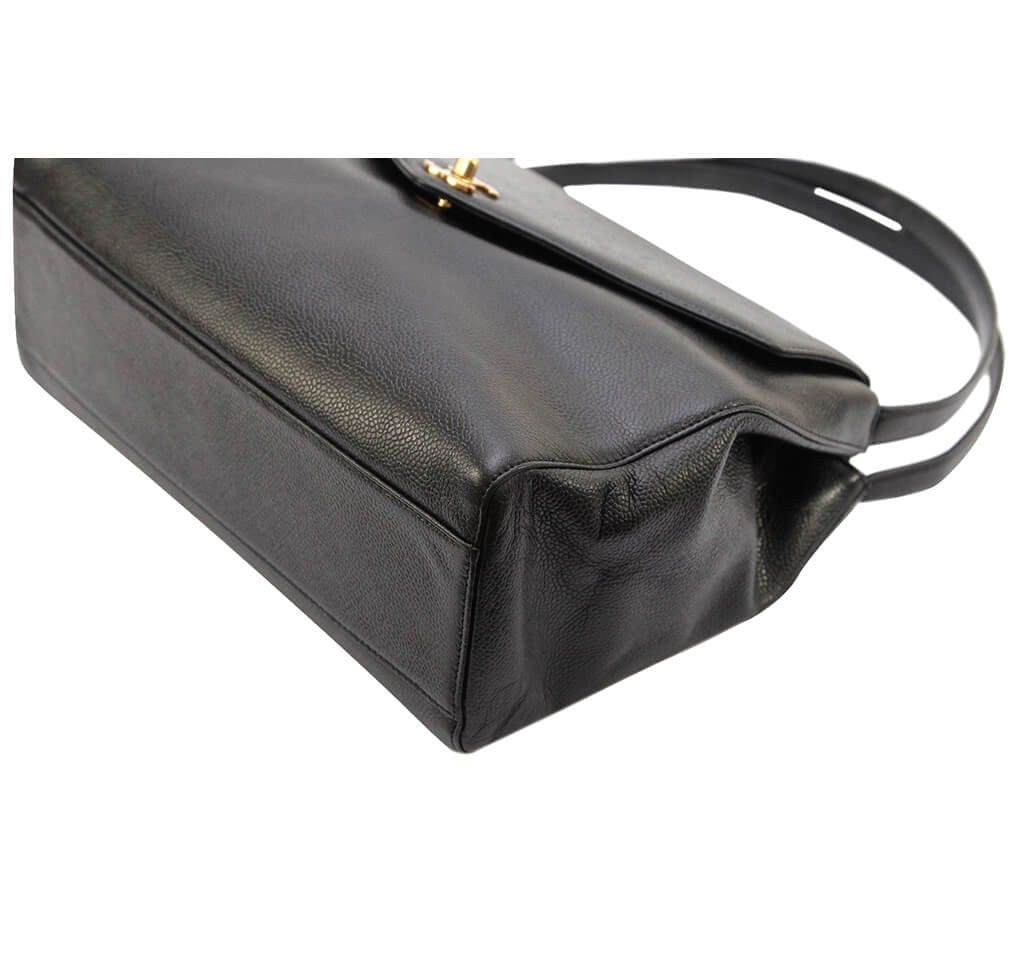 Chanel Classic Flap Bag Black Caviar Leather with Gold Hardware - Luxury Designer Handbag for Women, Perfect for Evening Events & Special Occasions