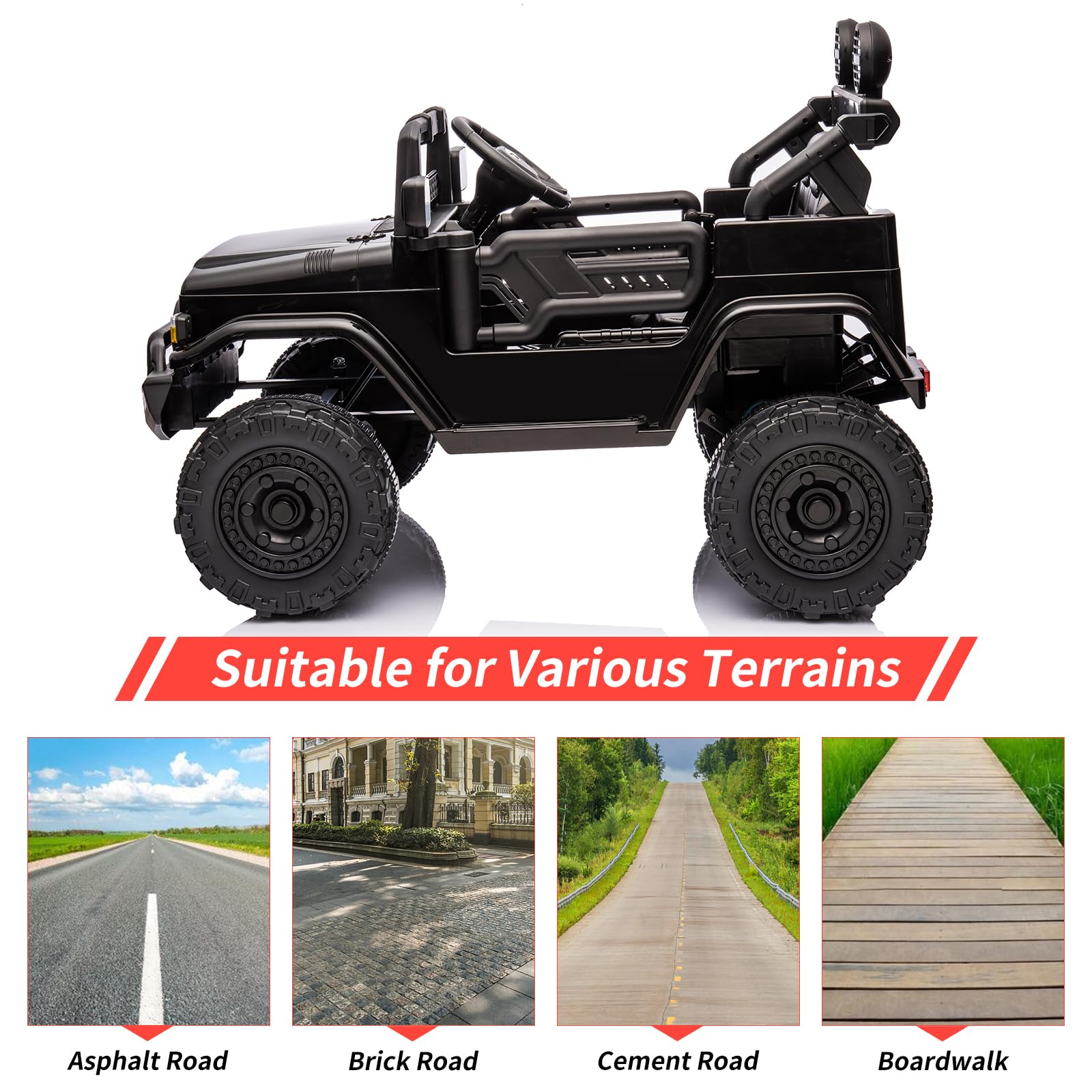 12V Licensed Toyota Ride-On Truck for Kids - Battery-Powered Electric Car with Remote Control, Music, LED Lights & Suspension System - Double Doors & Safety Belt - Perfect for Indoor & Outdoor Play, Birthday Gifts & Family Fun (Black)