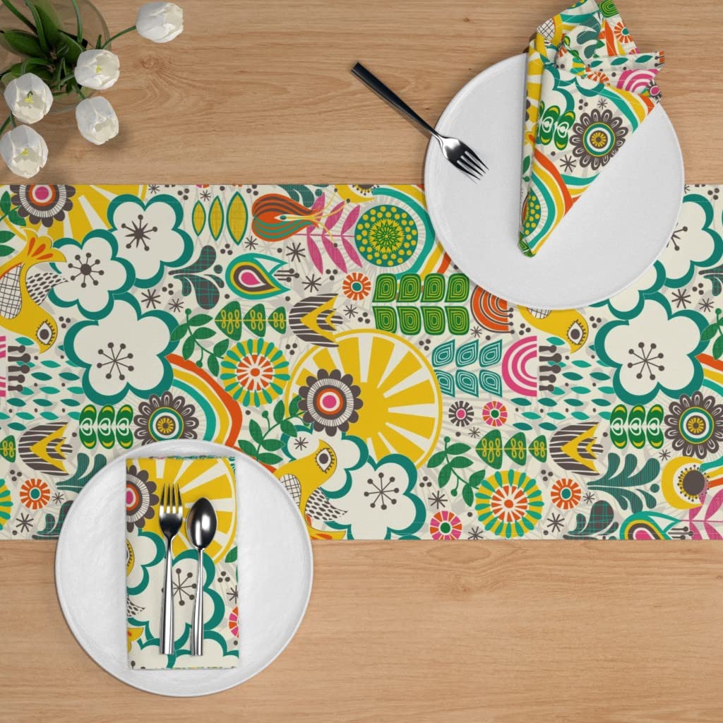 Custom Printed Spoonflower Cotton Sateen Table Runner 90