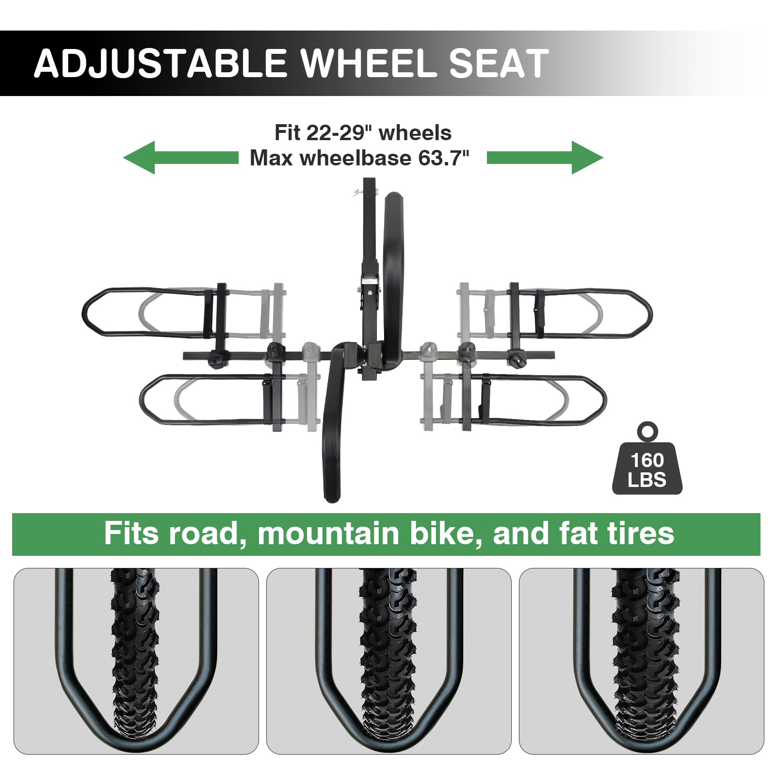 Leader Accessories TrekTote Platform Bike Rack for Car - Foldable 2 Bike Hitch Mount Carrier for SUV, Truck, RV & Ebikes | Quick Tilt Release, Anti-Wobble Design | Perfect for Road Trips, Camping & Outdoor Adventures