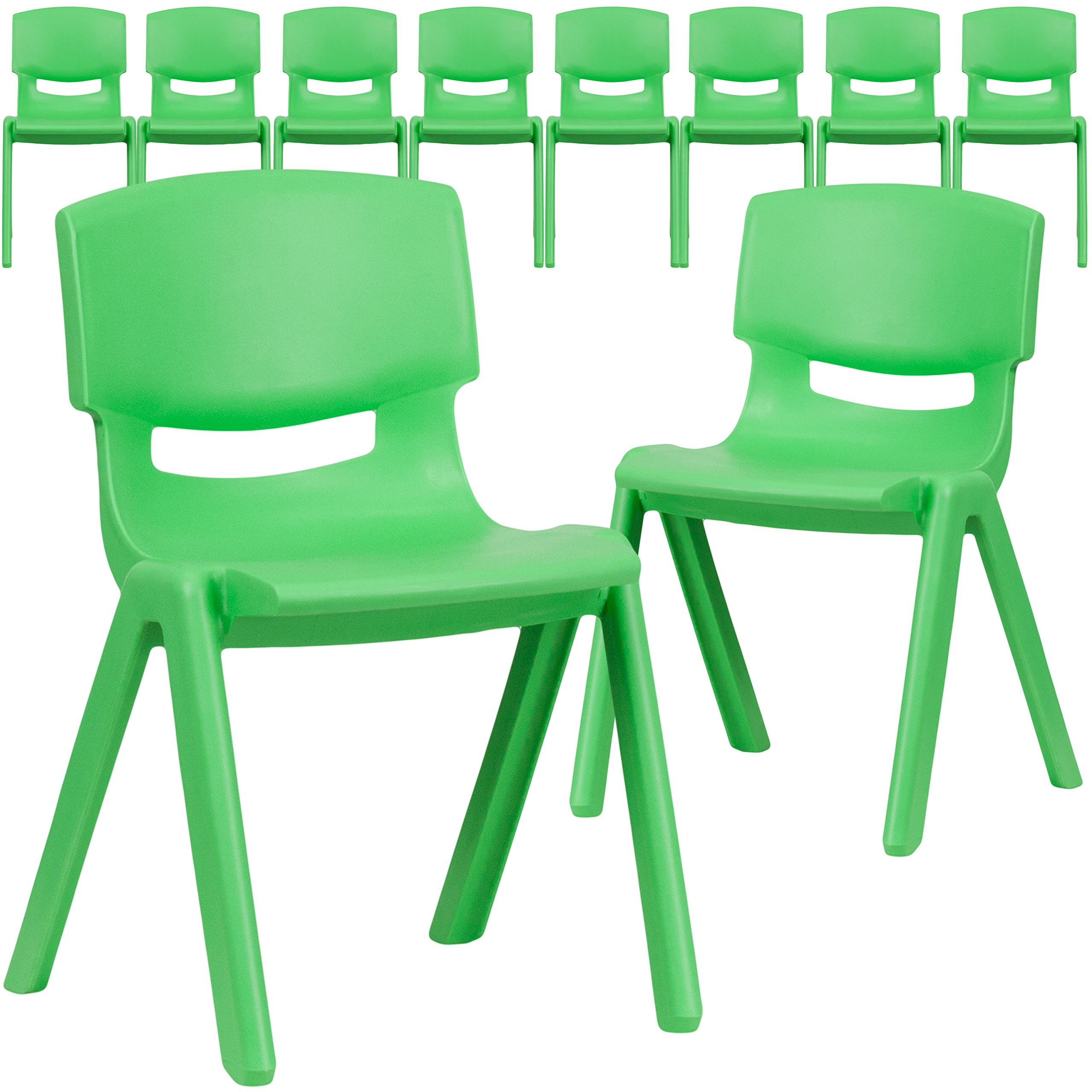 Flash Furniture 10-Pack Green Plastic Stackable School Chairs - 13.25