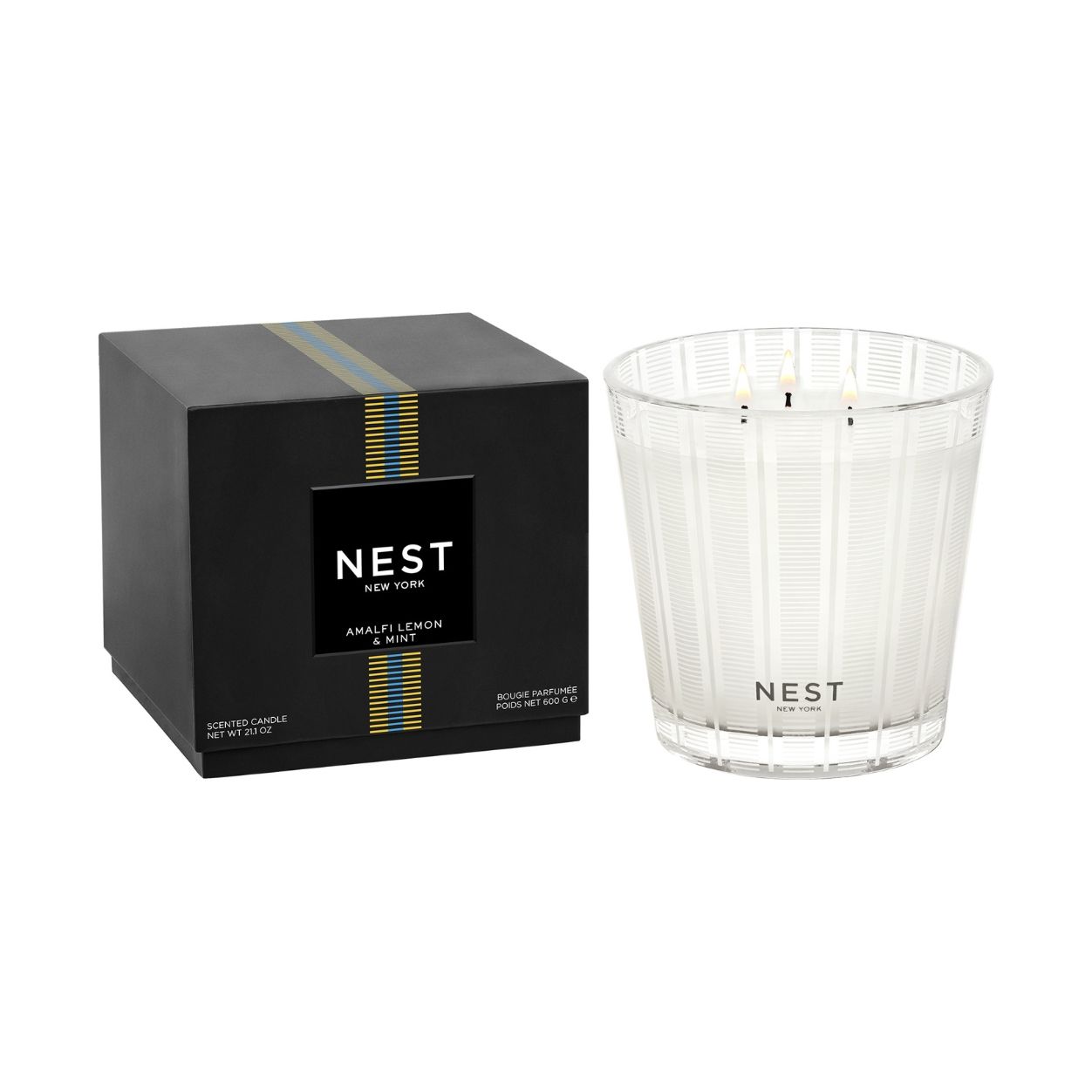 Amalfi Lemon & Mint Scented Candle - Handmade Soy Wax Aromatherapy Candle for Home, Spa & Relaxation - Perfect for Living Room, Bedroom & Bathroom Decor