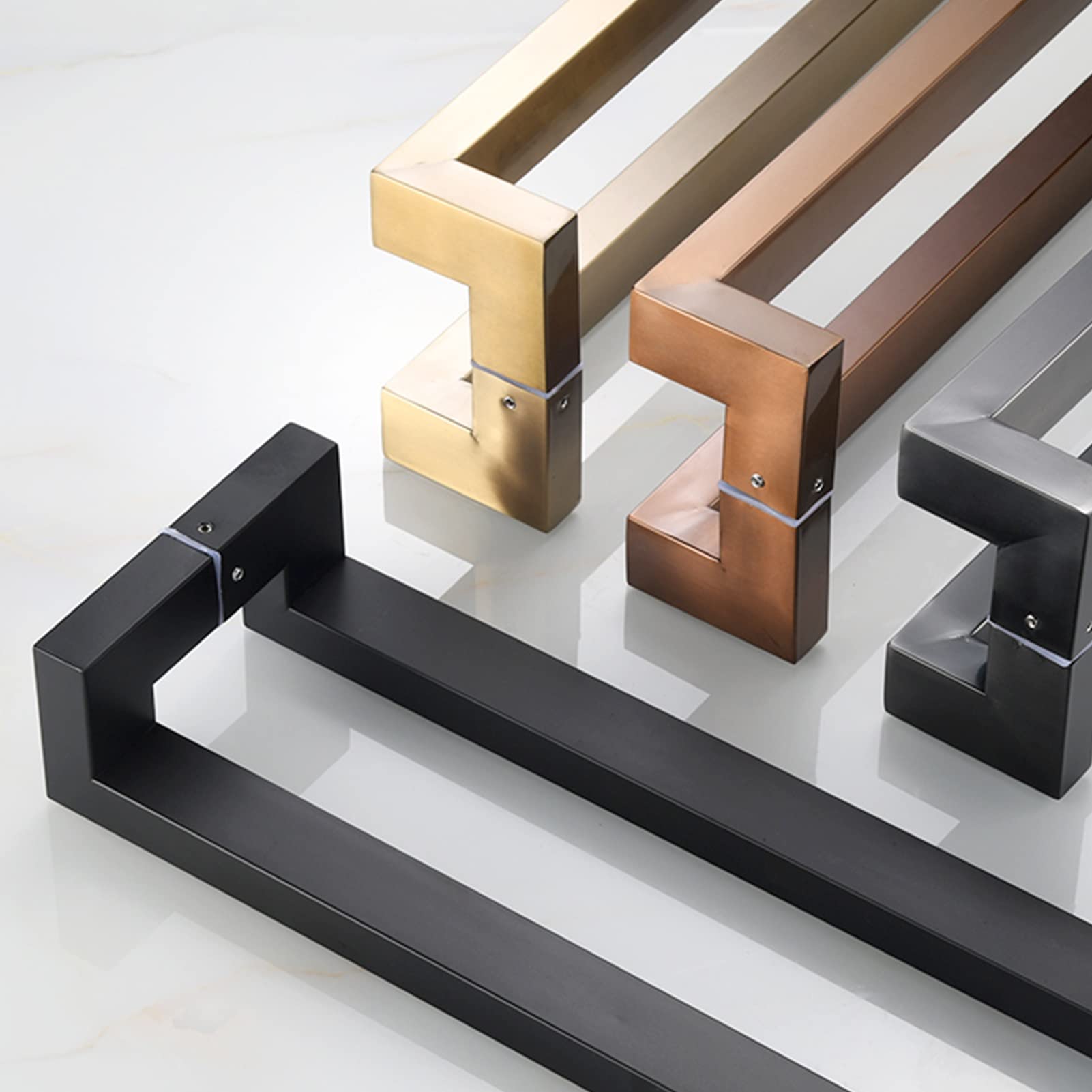 Double Sided H-Shaped Sliding Door Handle - Universal Pull Handle for Wooden Doors, Glass Doors & Barn Doors - 47 Inch Rectangle Entry Handle Bar (Metallic Finish) - Perfect for Home, Office & Commercial Spaces