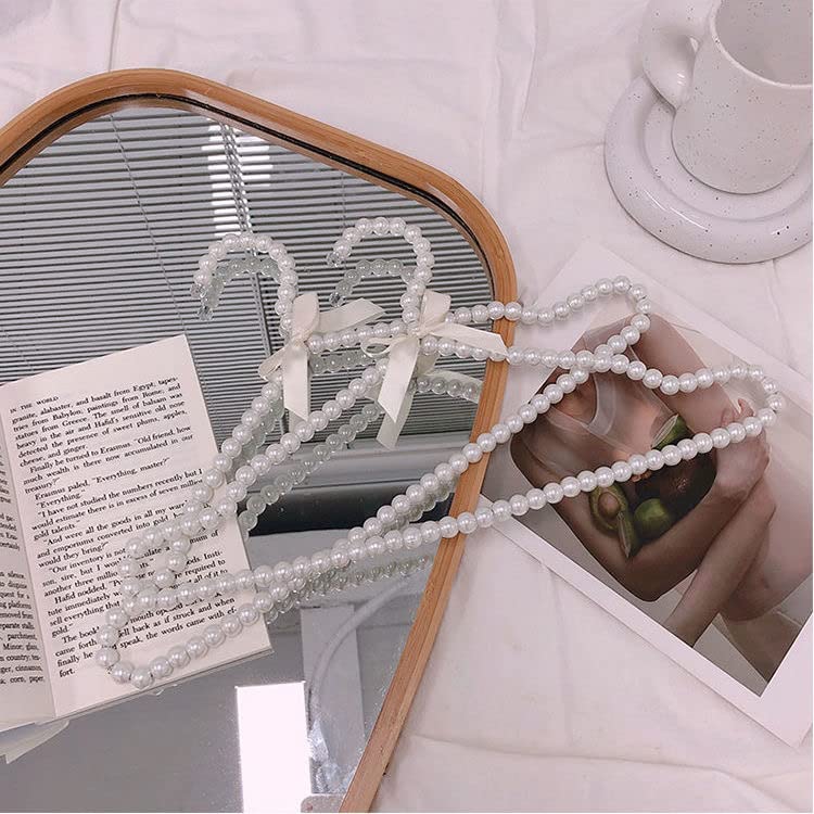 20 Pack White Pearl Bow Clothes Hangers for Wedding Dresses, Shirts & Bras - Heavy Duty Garment Hooks for Bridal Gowns, Blouses & Delicate Clothing - Perfect for Bridal Suites, Boutiques & Closet Organization
