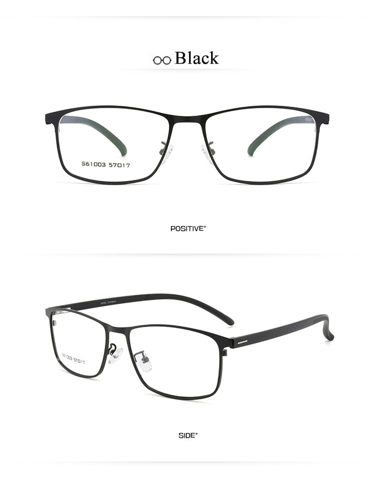 Bclear Men's Full Rim TR90 Alloy Frame Spring Hinged Eyeglasses 61003 - Lightweight & Durable Glasses for Work, Reading & Everyday Use