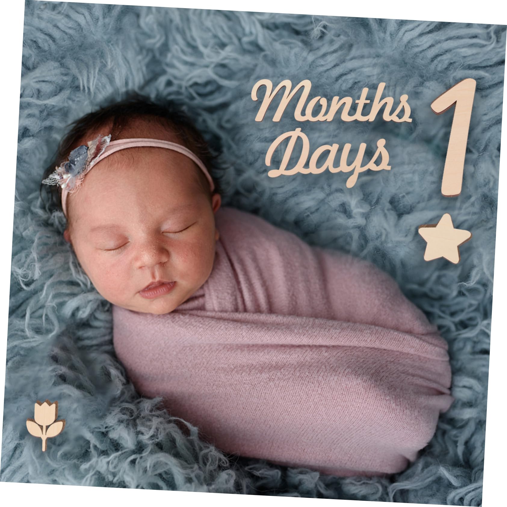 ibasenice 5 Sets Unique Wooden Baby Milestone Cards with Numbers - Personalized Baby Shower Decor for Newborn Photography & First Birthday Party Decorations