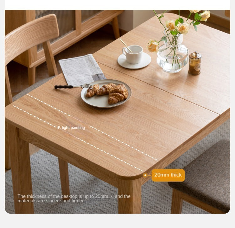 Solid Oak Wood Extendable Folding Dining Table - Expandable for Small Spaces, Perfect for Apartments & Family Gatherings