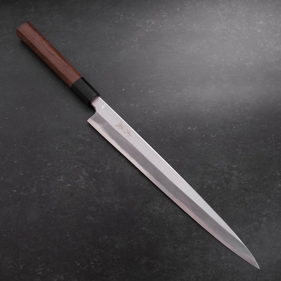 Premium Yanagiba Sushi Knife 300mm - Blue Steel #1 Hon Kasumi Blade with Buffalo Walnut Handle - Perfect for Sushi Chefs & Japanese Cuisine Preparation