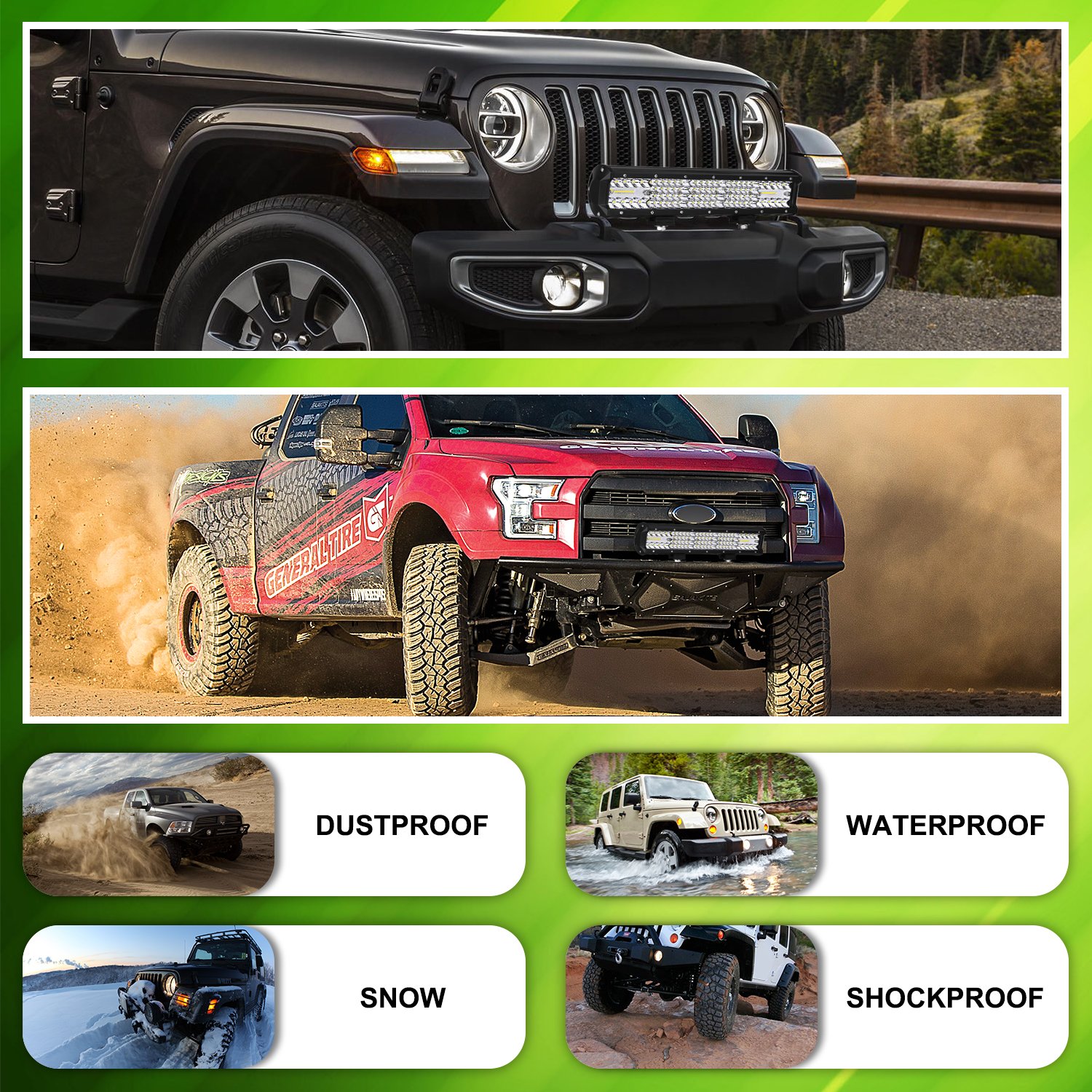 15 Inch 320W LED Light Bar - Quad Row Off Road Driving Lights, Flood Spot Combo for Trucks, ATV, UTV, Marine Boat | Waterproof Work Light with 2 Year Warranty | Perfect for Night Off-Roading, Camping & Emergency Lighting